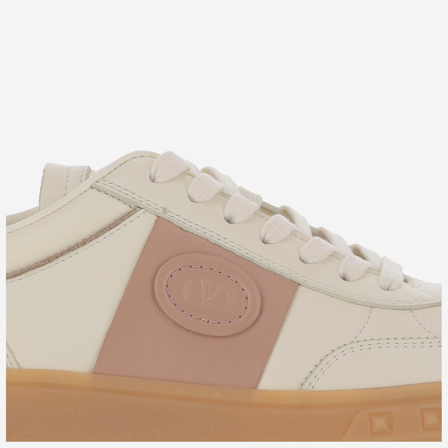 Shop Valentino Upvillage Leather Sneakers In Ivory