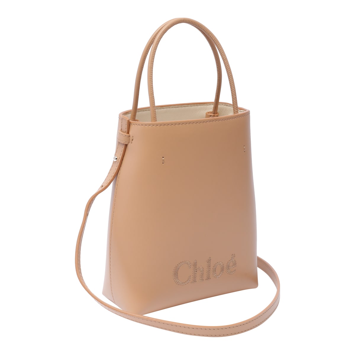 Shop Chloé Micro Chloe Sense Tote Bag In Beige