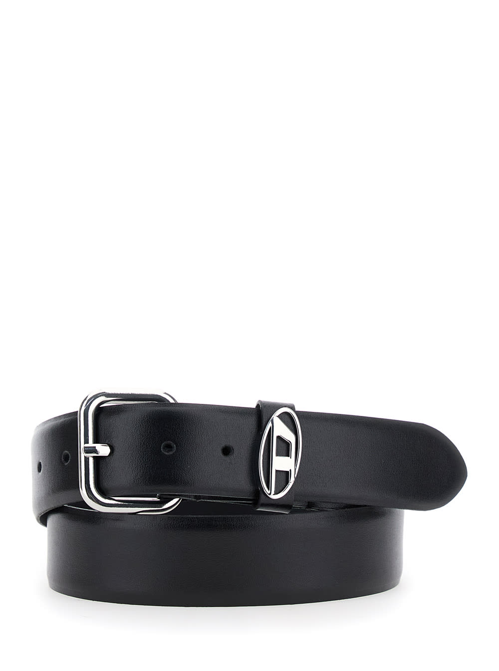 Diesel Black Belt With 1dr Buckle In Leather Man In Animal Print
