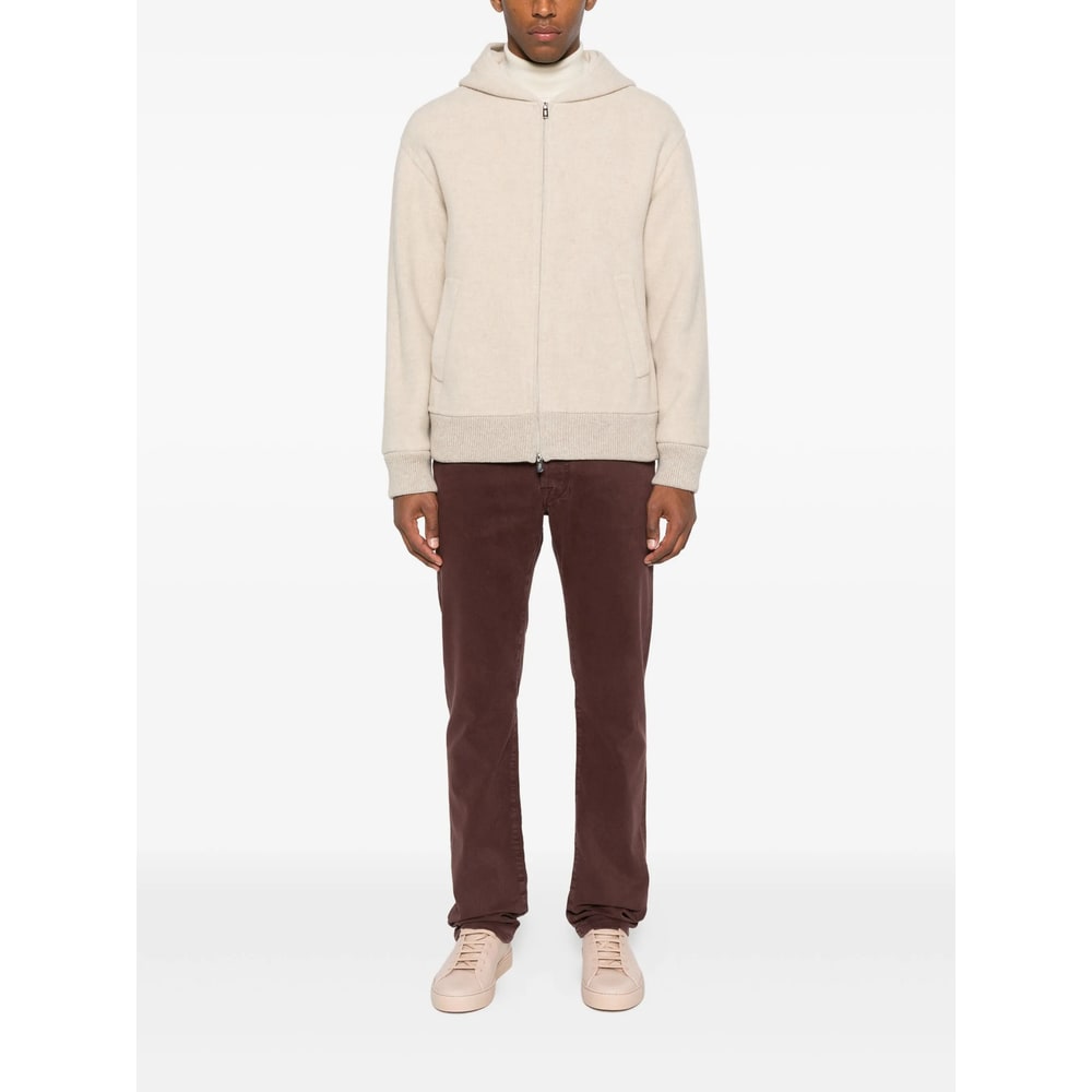 Fedeli Hooded Zip-front Jacket In Neutral