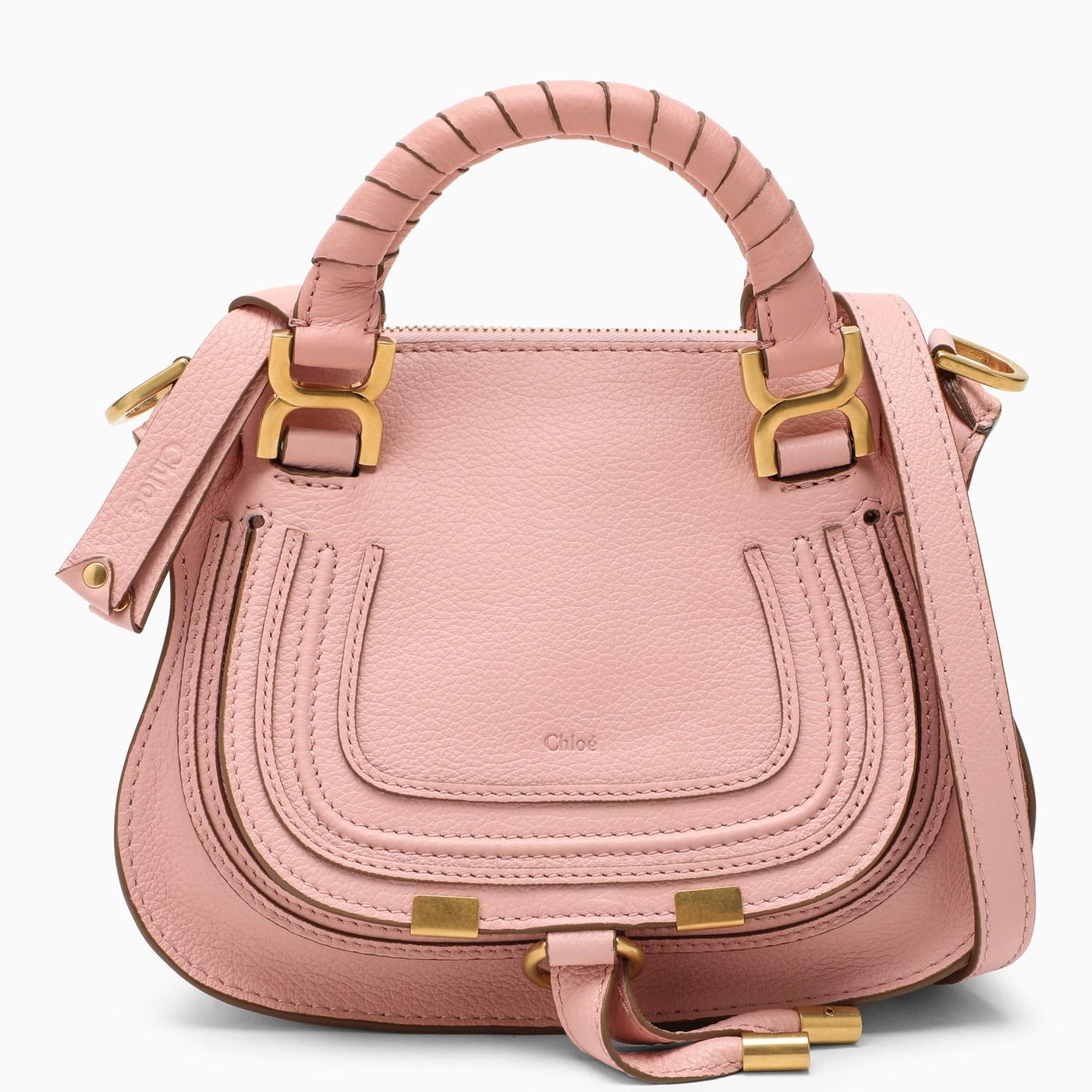 Chloé Mini Marcie Pink Leather Bag In Purple