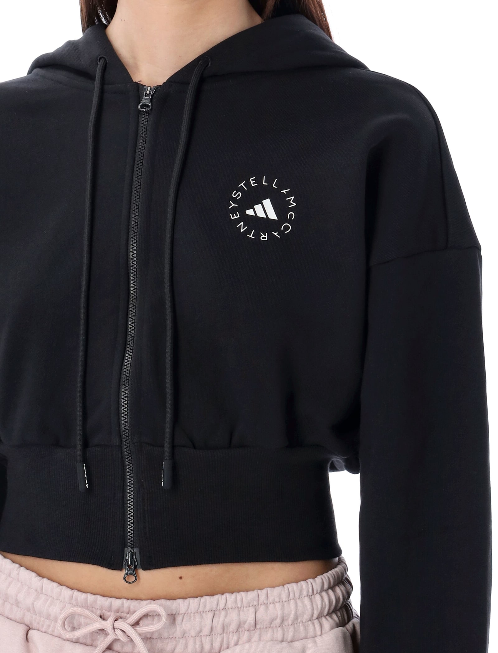 Shop Adidas By Stella Mccartney Cropped Hoodie In Black