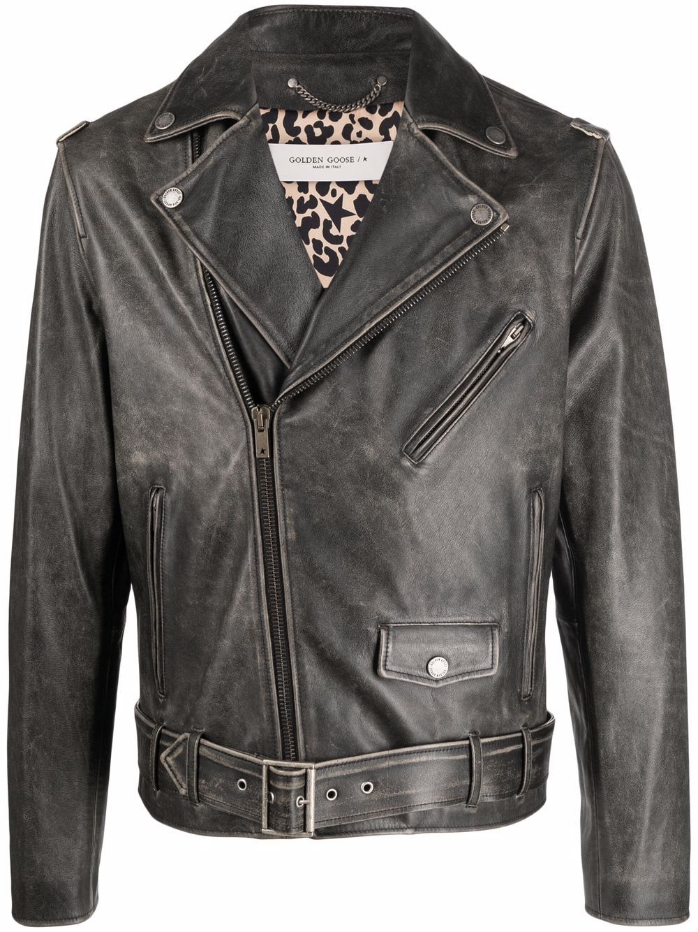 Shop Golden Goose Leather Jacket In Nero