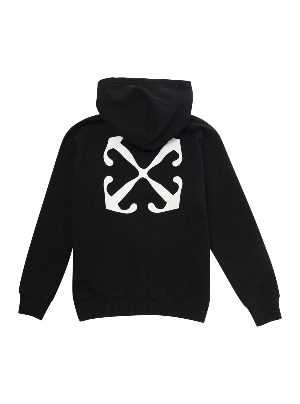 Off-white Black Hoodie With Arrow Print In Cotton Boy In Black