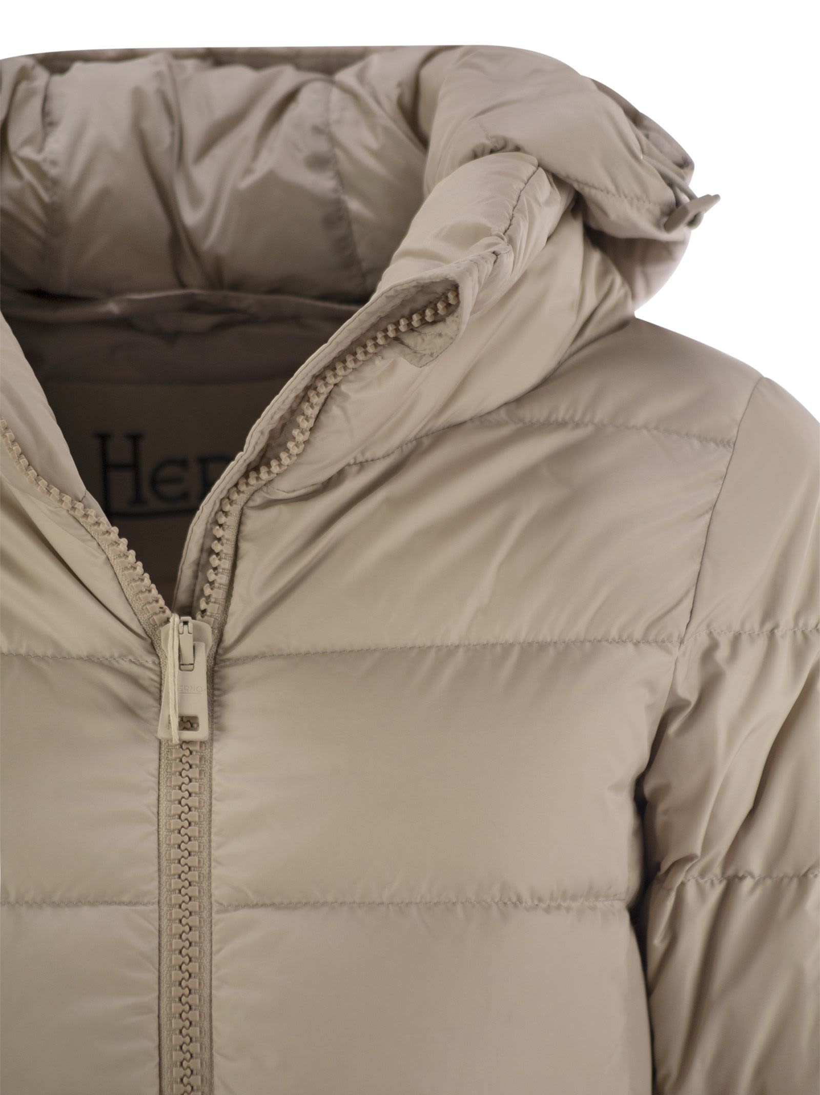 Herno Medium Down Jacket With Hood In Brown