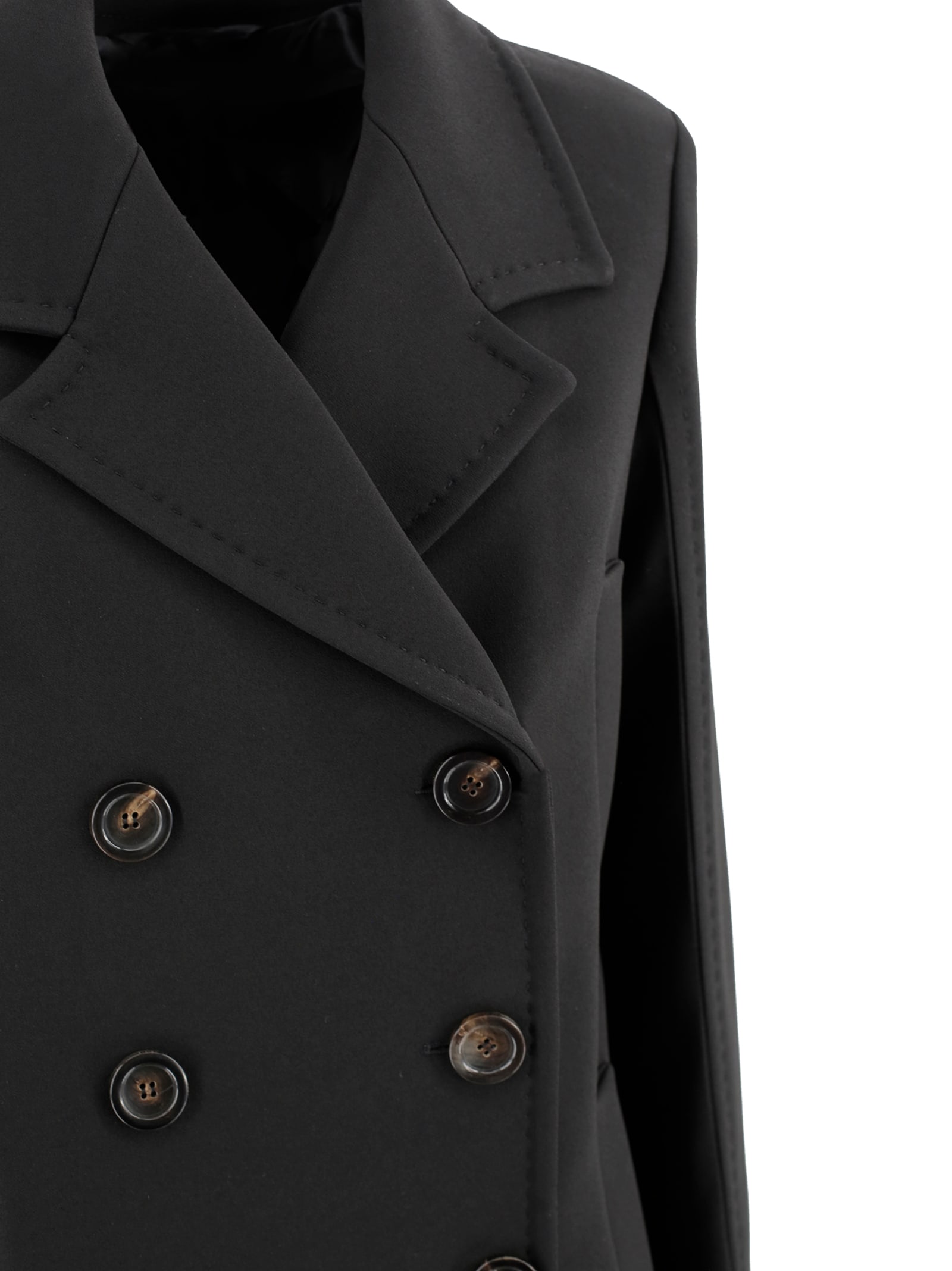Max Mara Blue Broadcloth Sheree Double-breasted Pea Coat In Black
