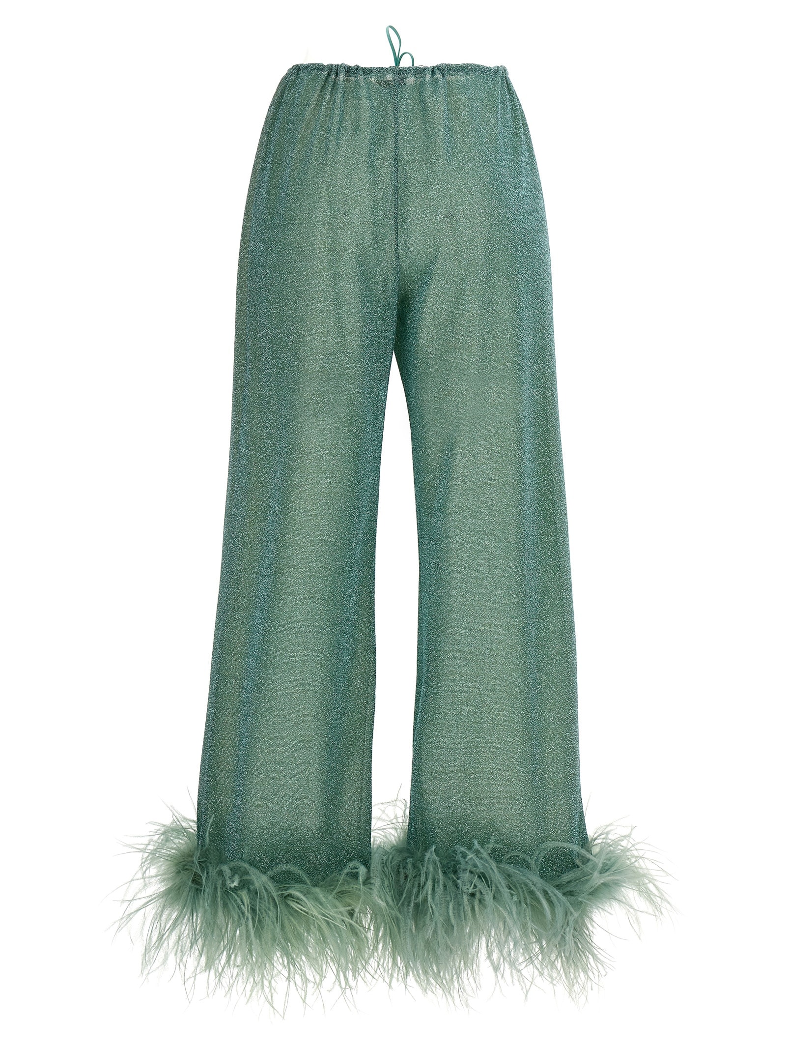 Shop Oseree Lumiere Plumage Pants In Light Blue