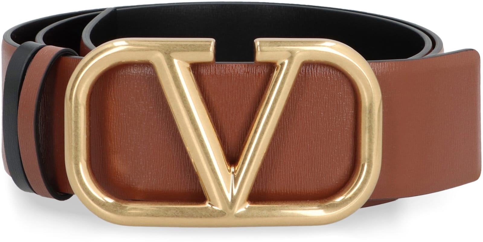 Shop Valentino Garavani - Reversible Leather Belt In Brown