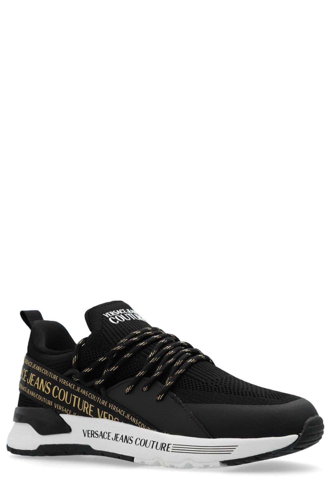 Shop Versace Jeans Couture Dynamic Logo-strap Round-toe Sneakers In Black