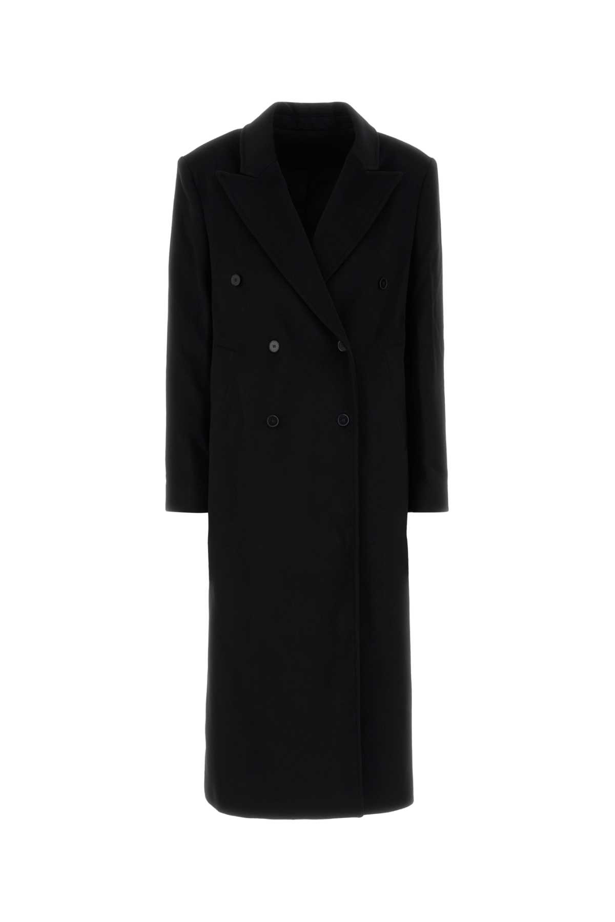 Loulou Studio Temo Double Breast Viscose Coat In Black