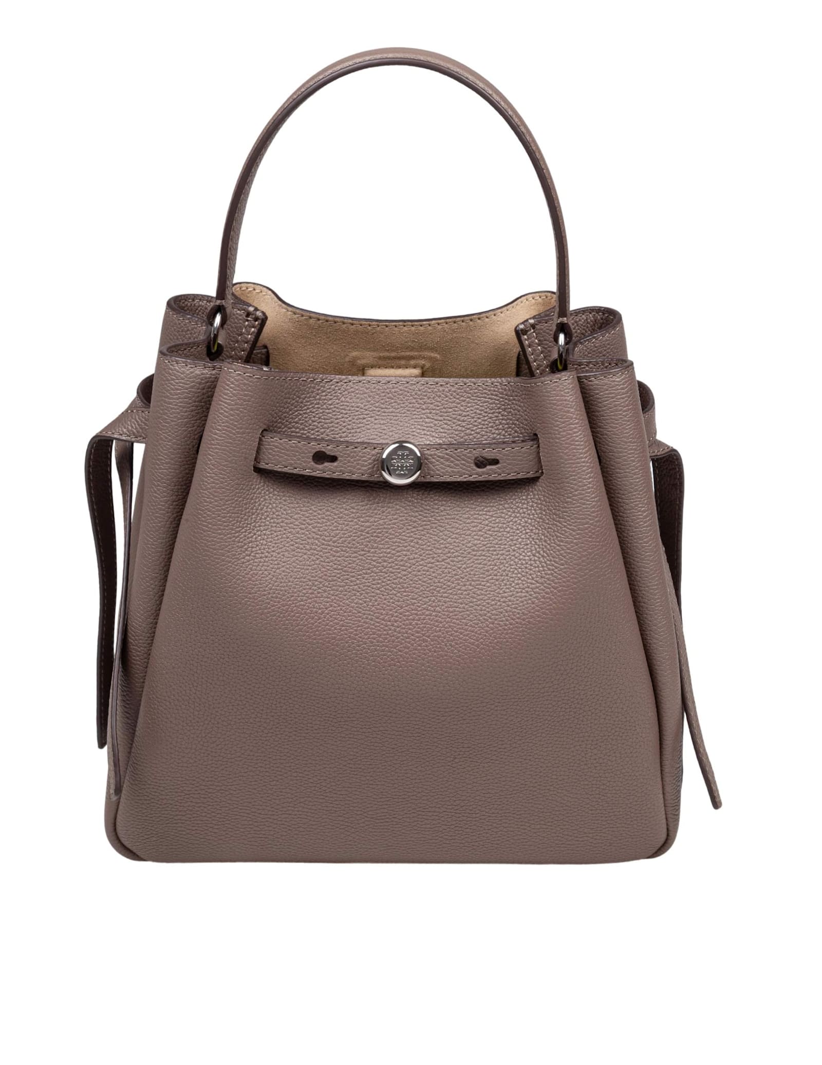 Tory Burch Romy Hammered Leather Bucket Bag In Wild Mushroom In Brown