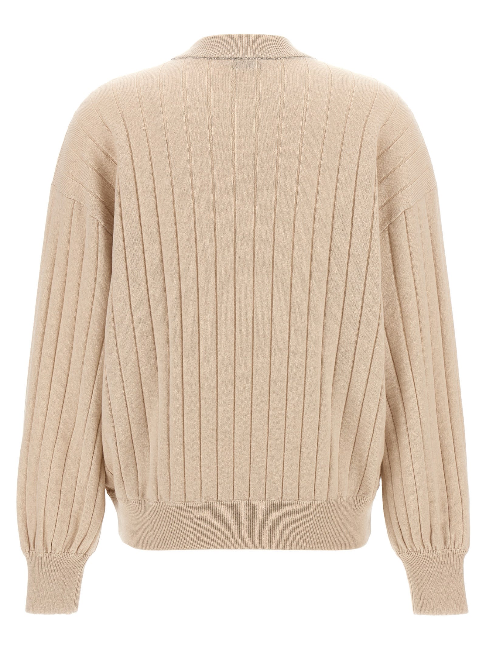 Shop Brunello Cucinelli Ribbed Sweater In Beige