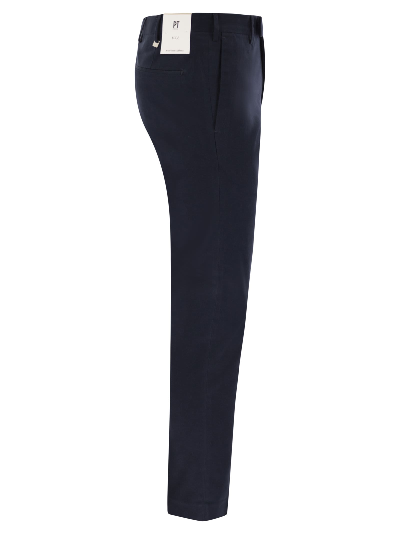 Pt Torino Navy Blue Virgin Wool Trousers In Blue