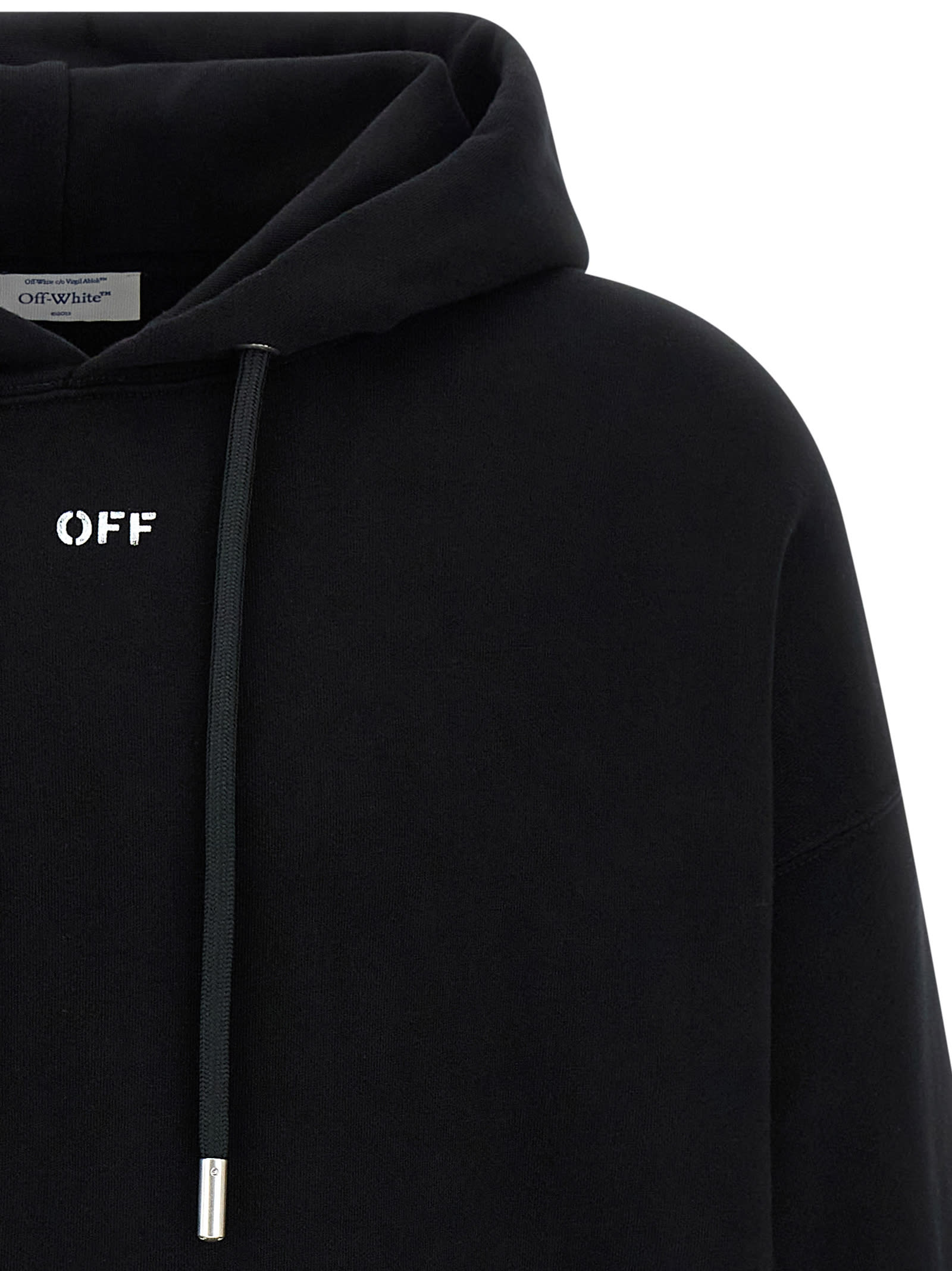 Off-white Hooded Sweater Kangaroo Pocket In Black