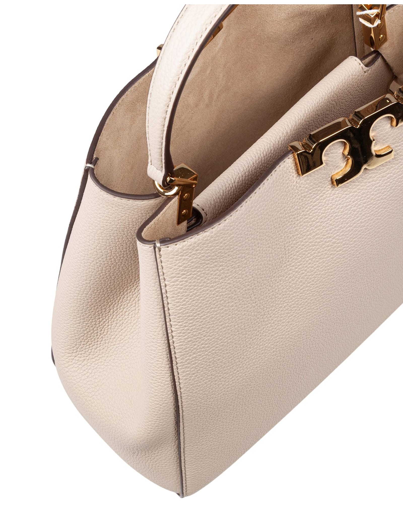 Tory Burch Eleanor Satchel Leather Bag In Stone In Neutral