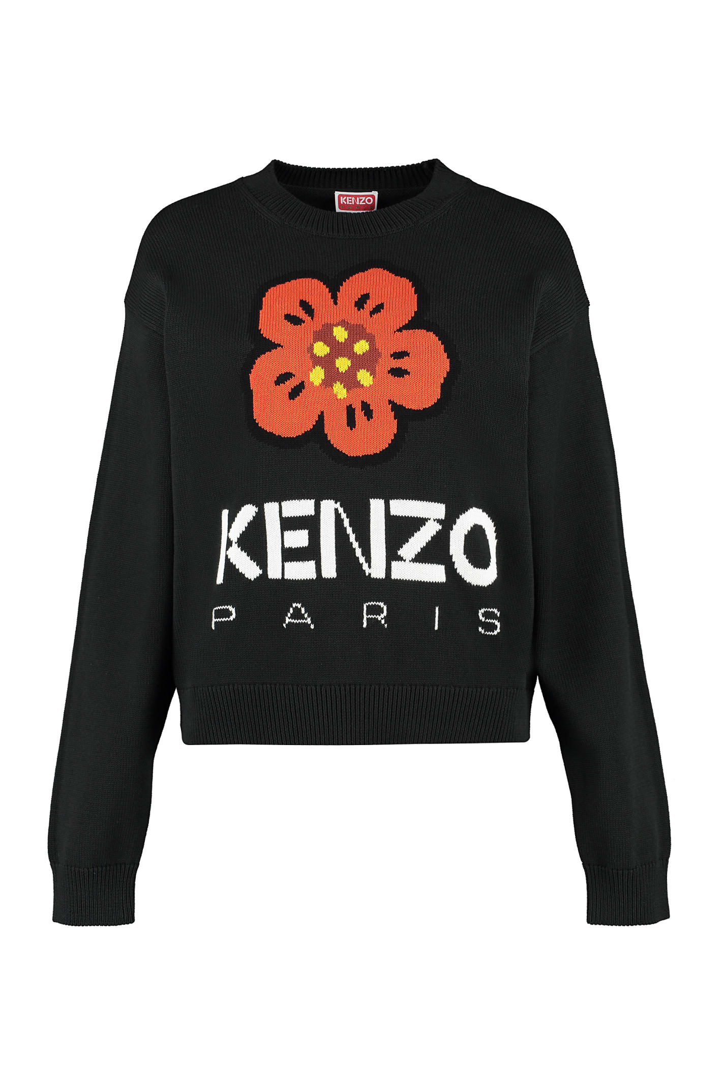 Shop Kenzo Cotton Crew-neck Sweater In Black