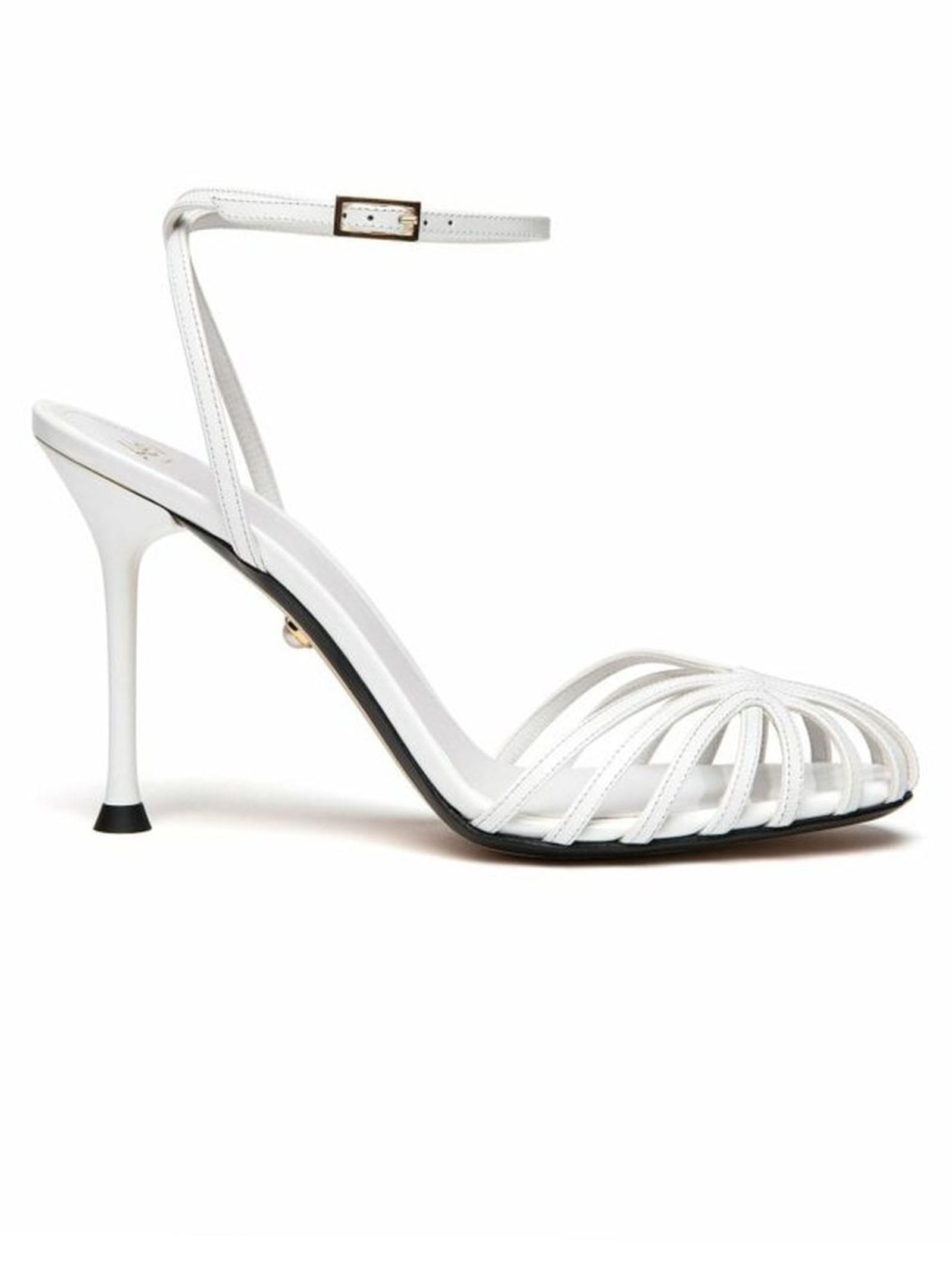 White Patent Leather Cage Sandals