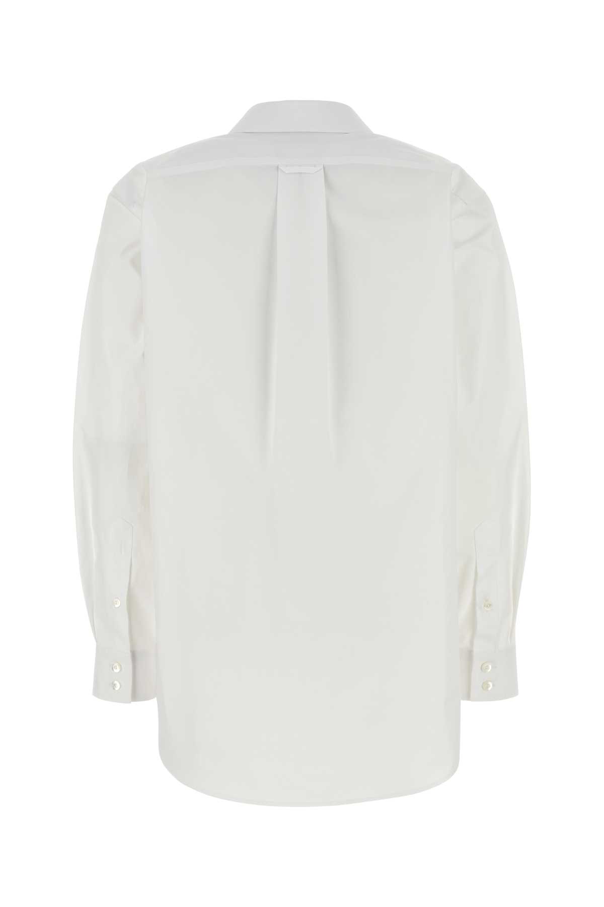 Gucci Women White Shirt With Tonal Logo Lettering Embroidery On The Collar In Cotton Woman In Neutral