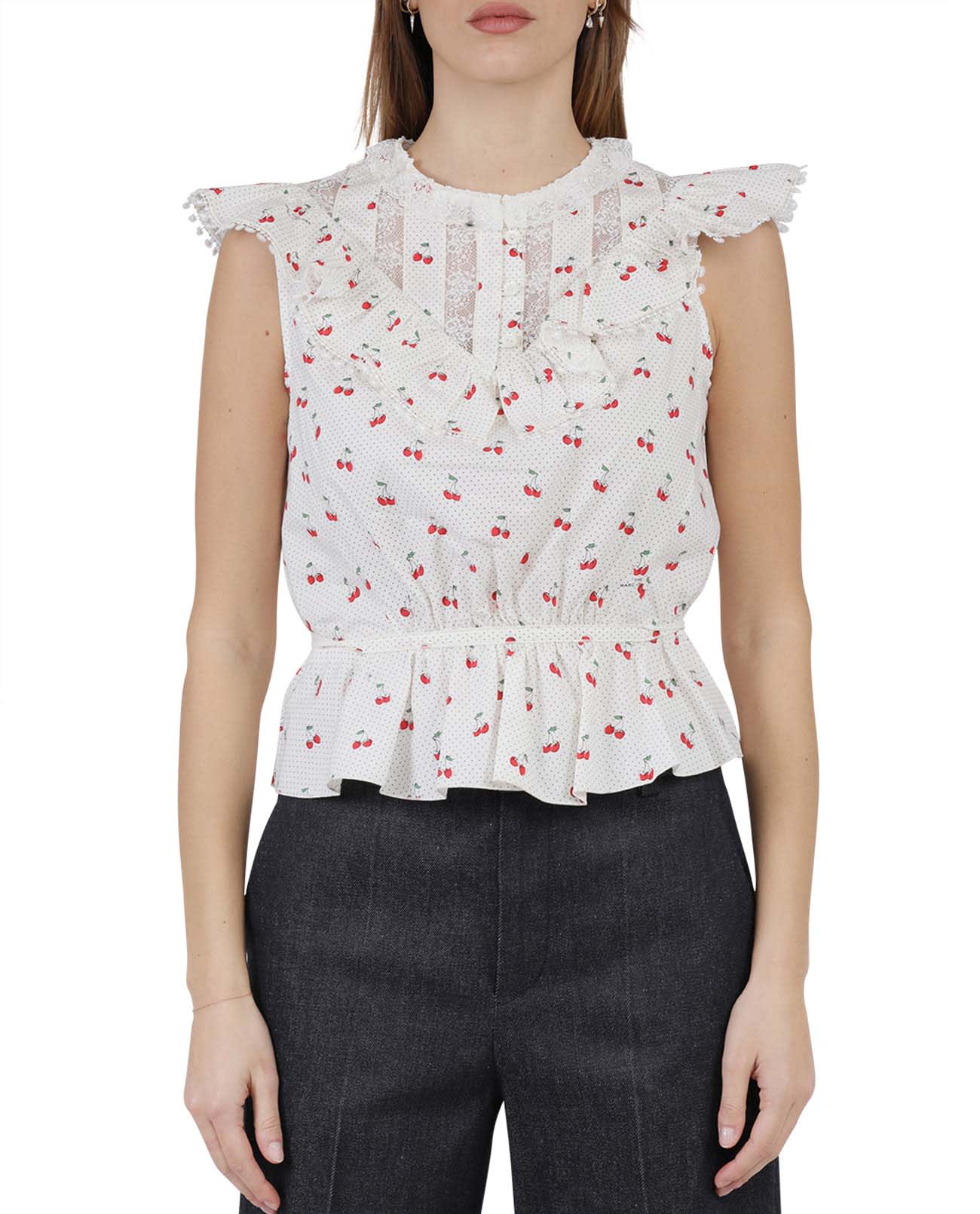 The Marc Jacobs Ivory Cherry Victorian Top
