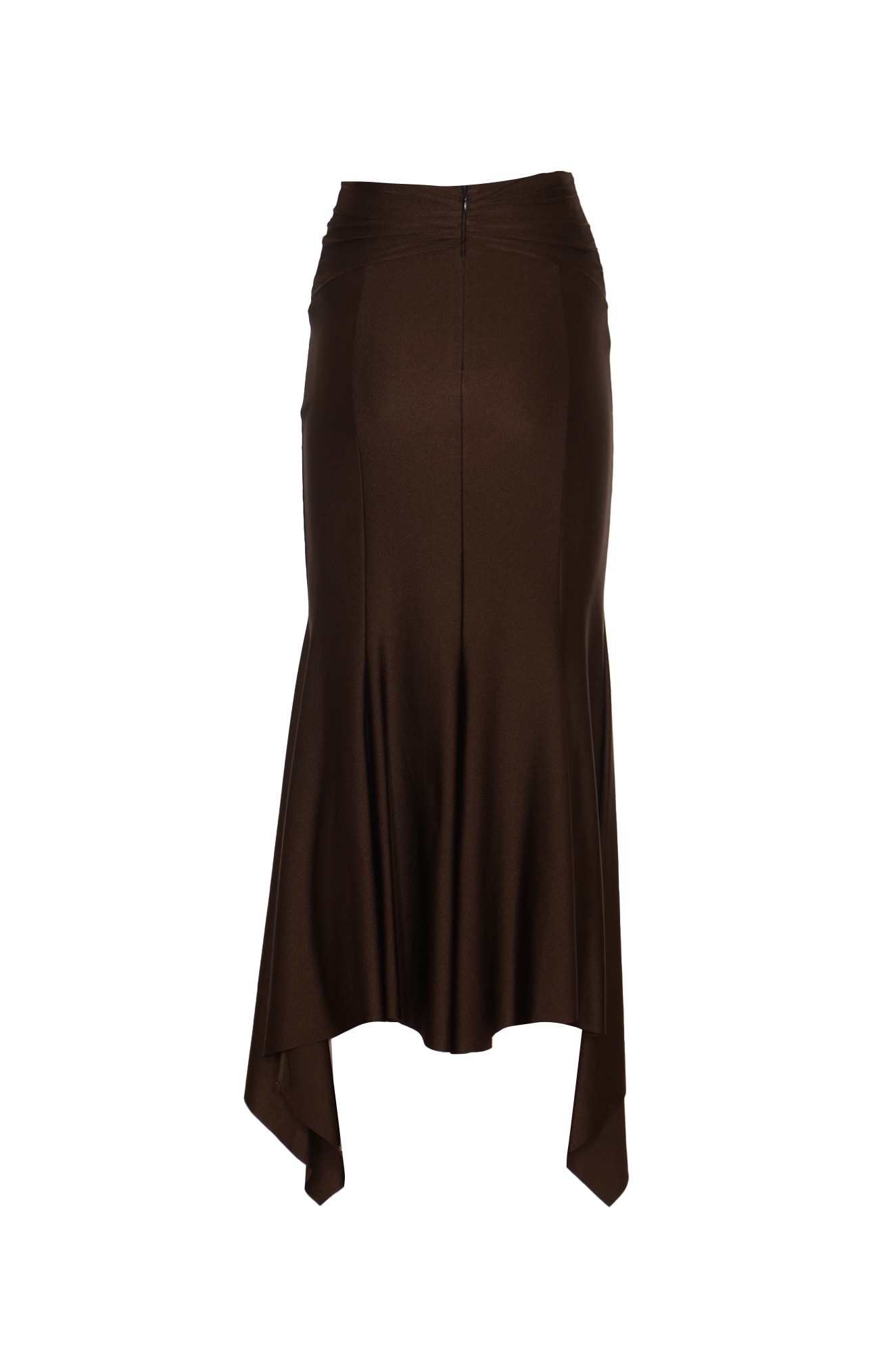 Shop Philosophy Di Lorenzo Serafini Asymmetric Rear Zip Skirt In Marrone