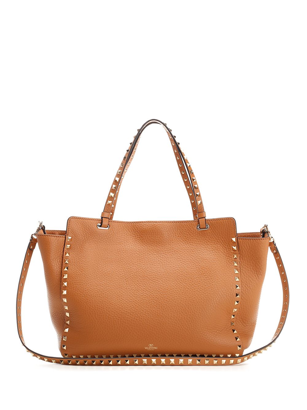 Shop Valentino Rockstud Medium Shopping Bag In Beige