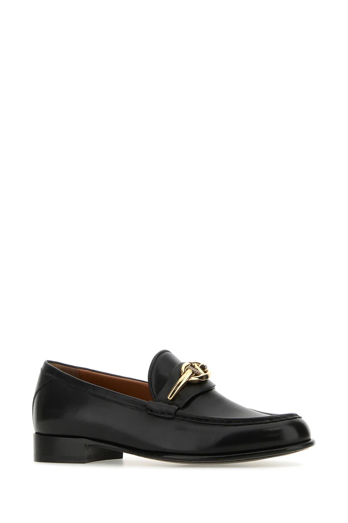 Shop Valentino Black Leather Loafers