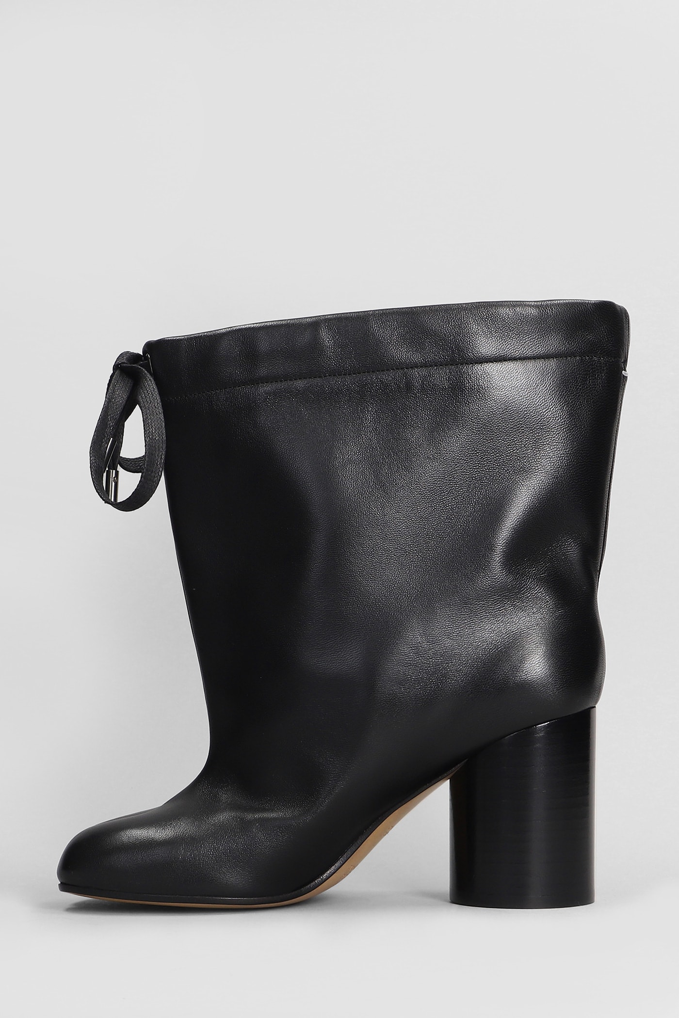 Shop Maison Margiela Tabi High Heels Ankle Boots In Black Leather