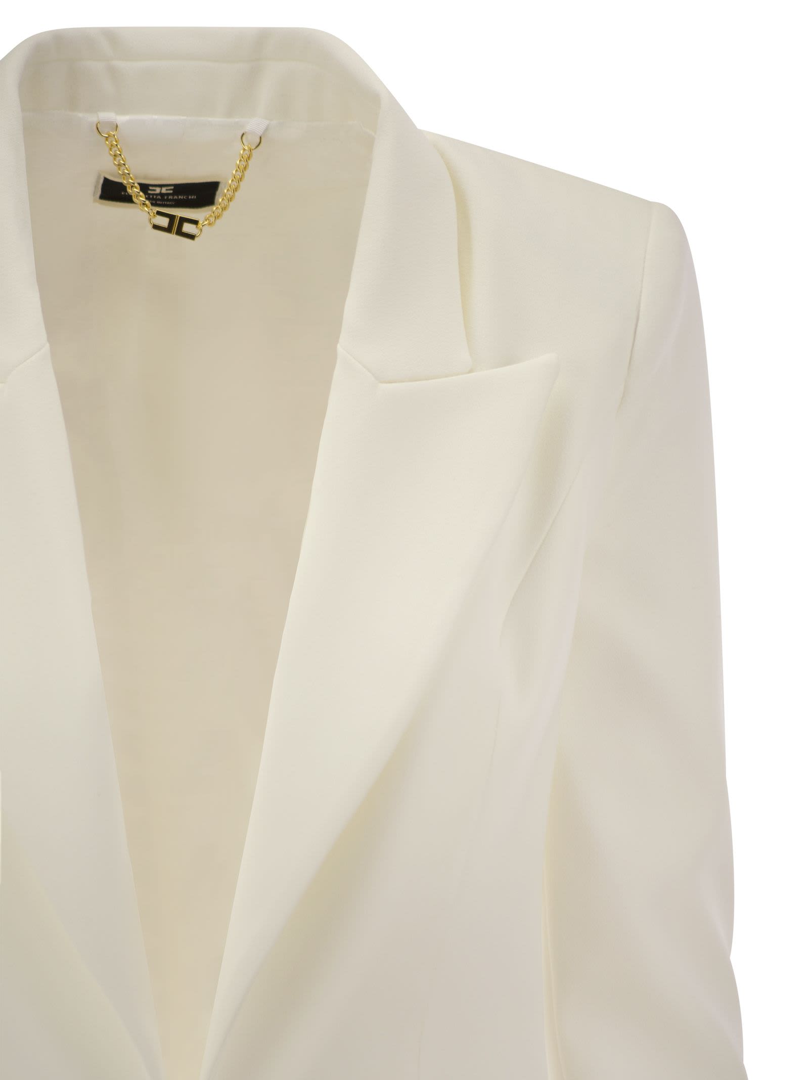 Shop Elisabetta Franchi Crepe Jacket And Trousers Suit In White