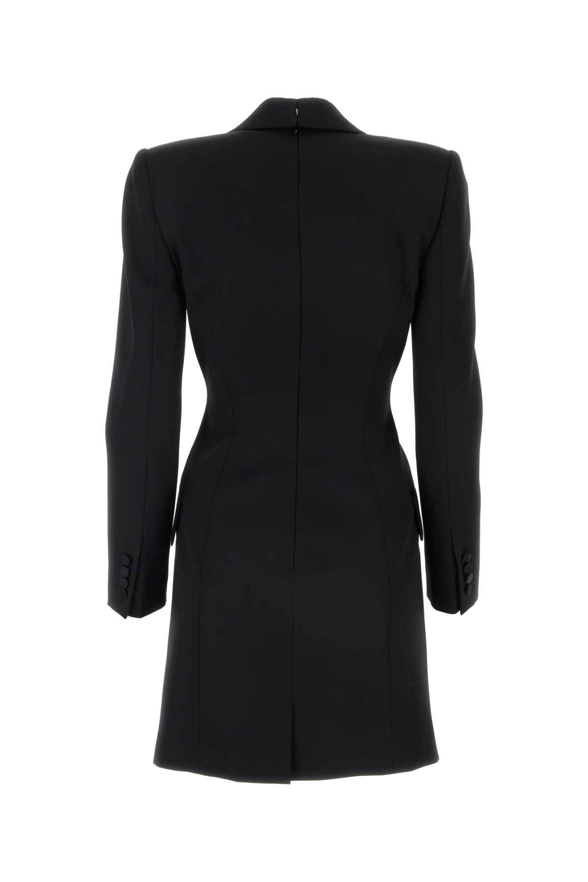 Shop Alexander Mcqueen Black Wool Mini Dress