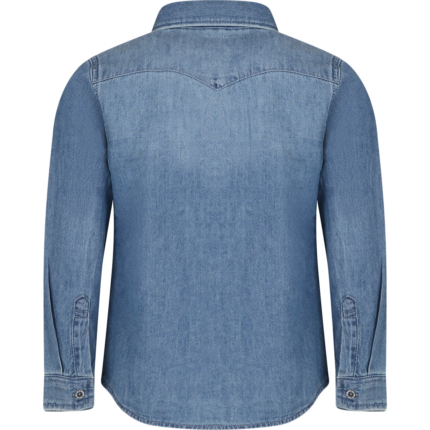 Shop Levi's Blue Shirt For Boy With Logo In Denim