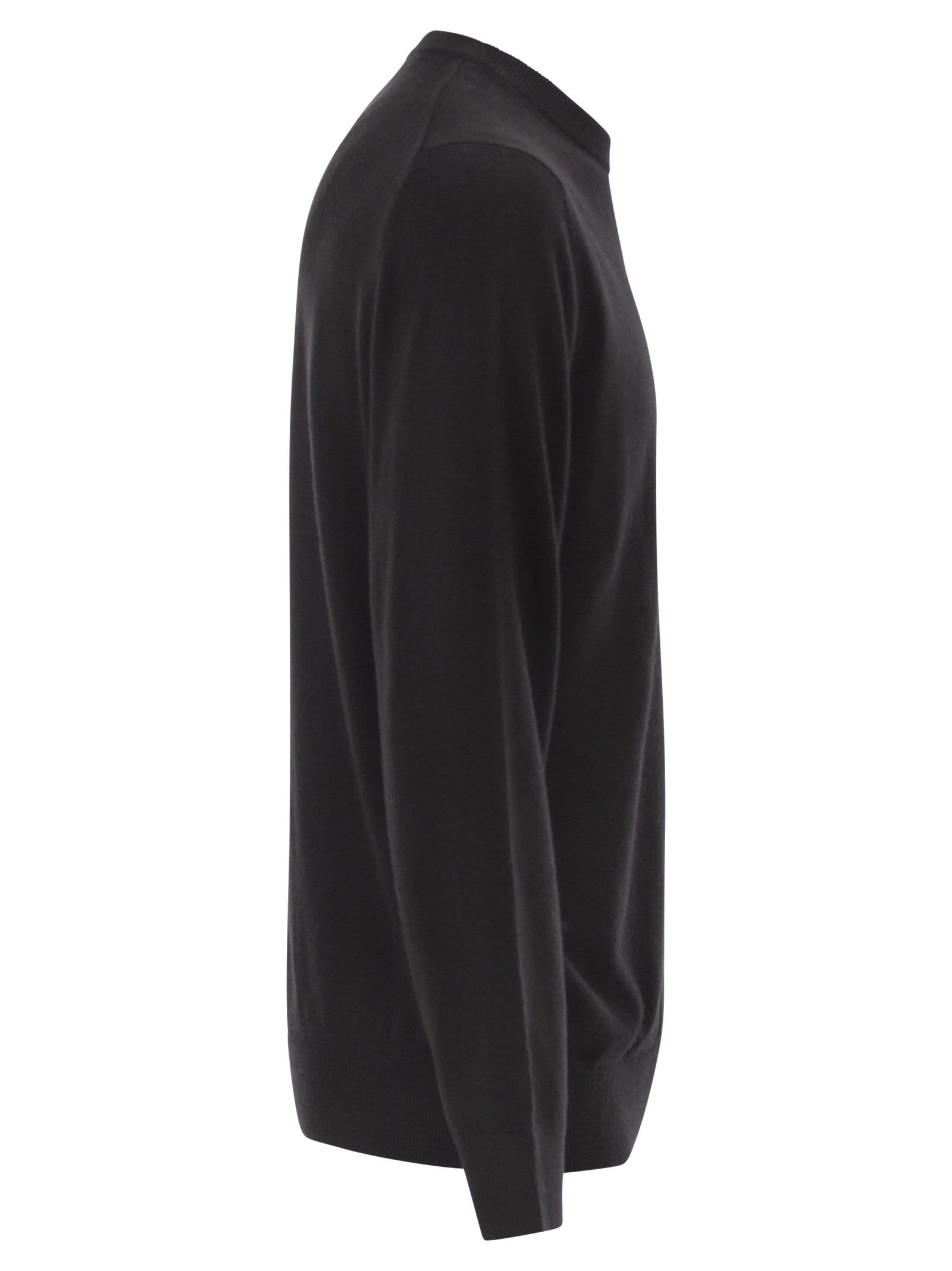 Mc2 Saint Barth Heron - Crew Neck Jumper With Embroidery On The Chest In Black