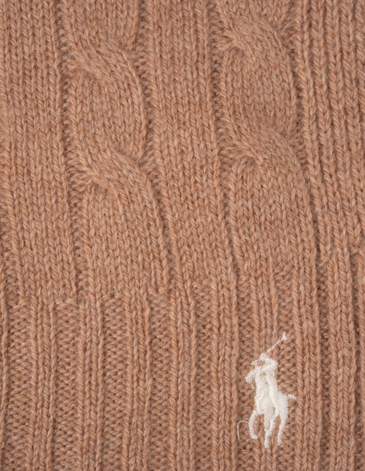 Ralph Lauren Beige Cable-knit Wool-cashmere Scarf In Brown