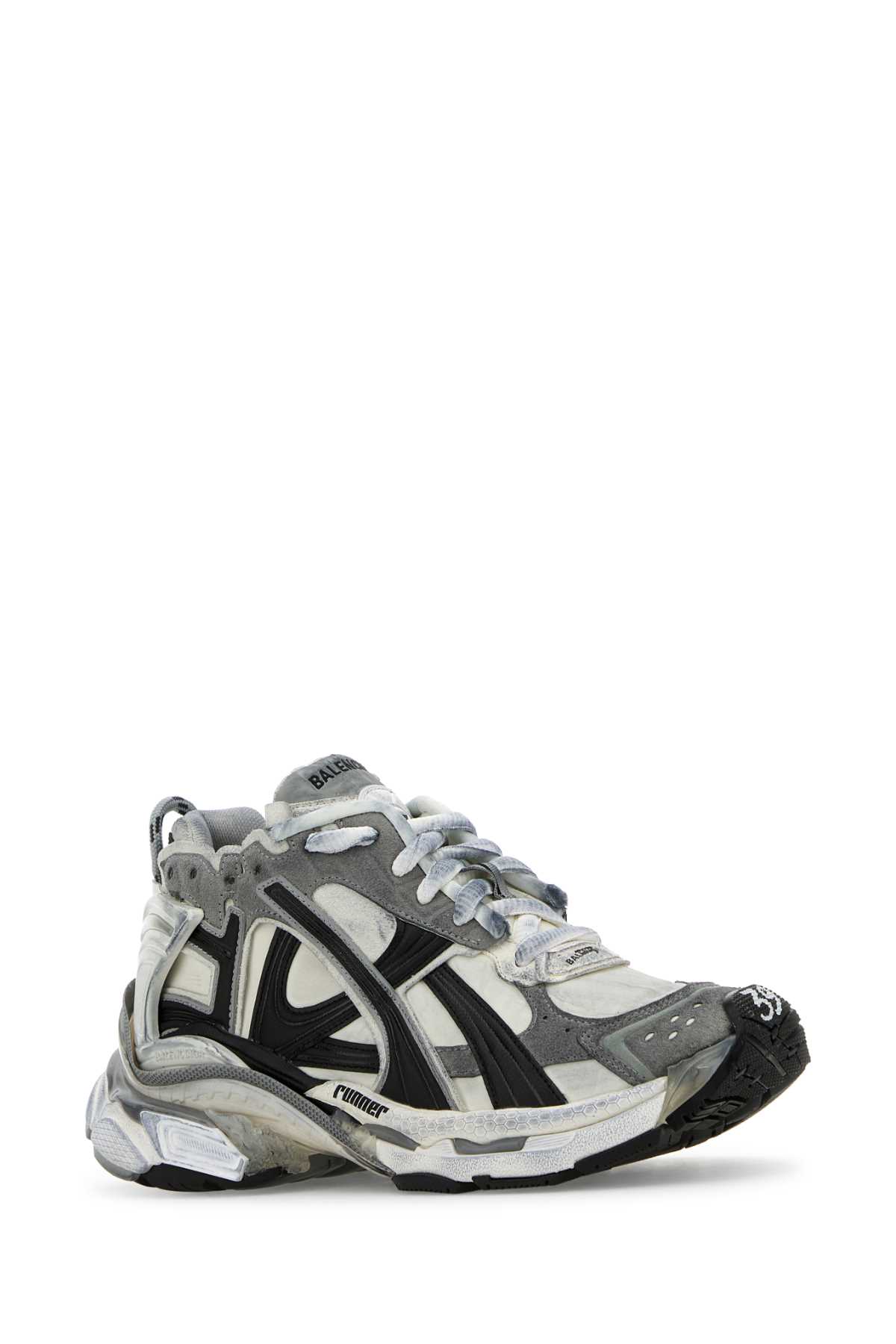 Shop Balenciaga Multicolor Runner Sneakers In Greywhiteblack