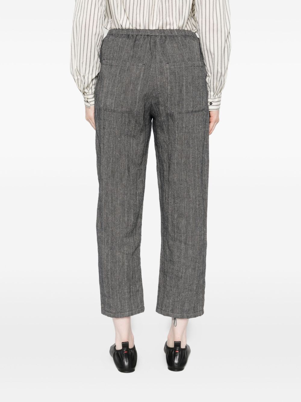 Apuntob Wool And Linen Blend Trousers In Gray