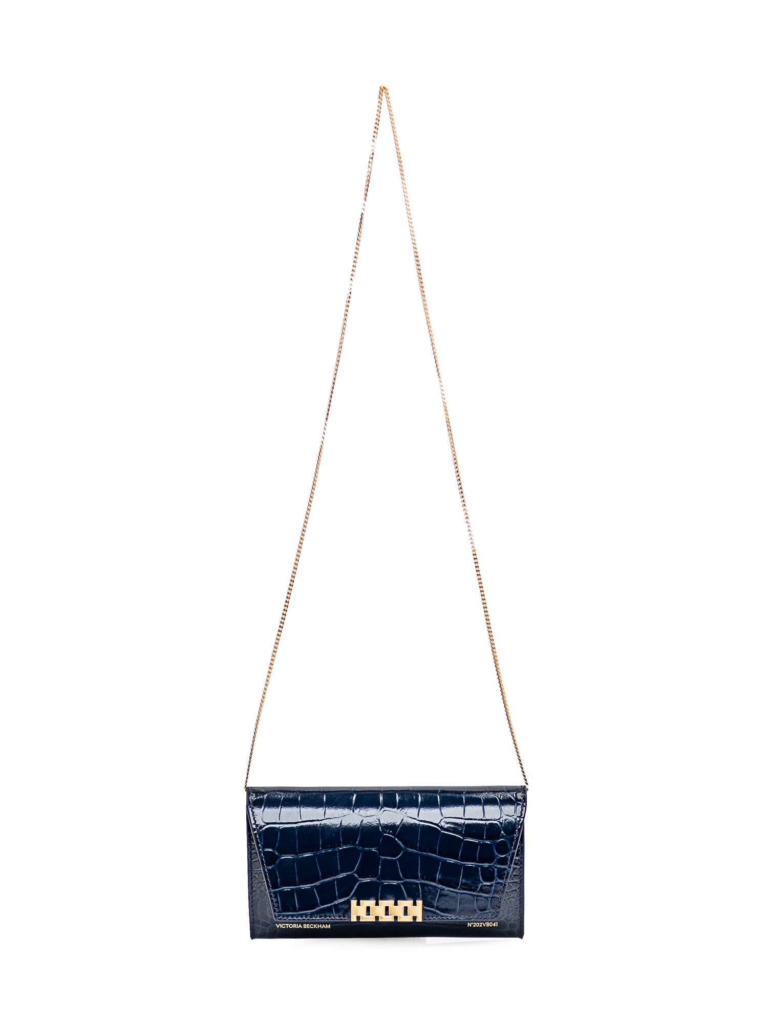 Shop Victoria Beckham Wallet With Chain In Midnight Blue