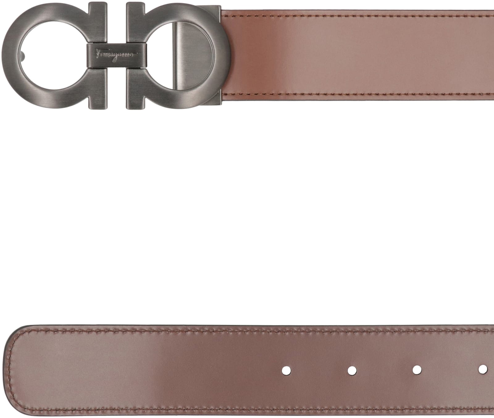 Shop Ferragamo Reversible Leather Belt In Brown