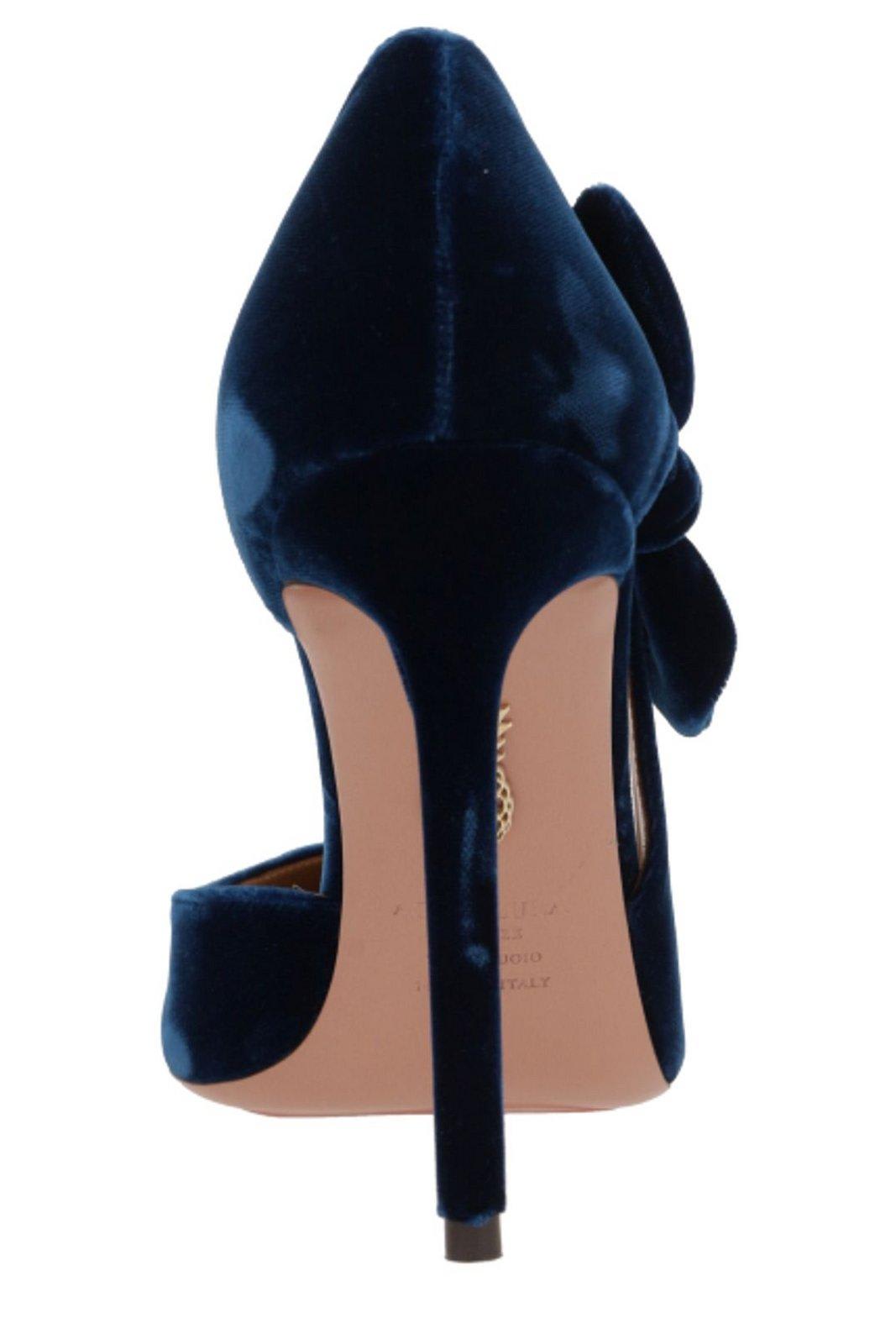 Shop Aquazzura Very Bow Tie Stiletto Heel Pumps In Blu