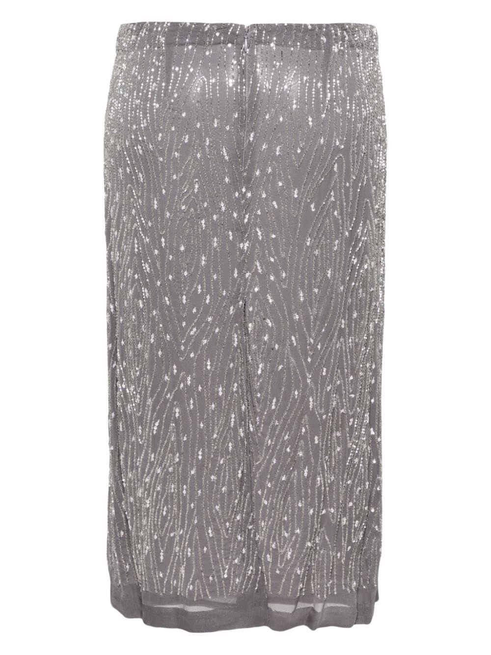 Shop P.a.r.o.s.h Longuette Skirt With Swarovsky In Dark Grey