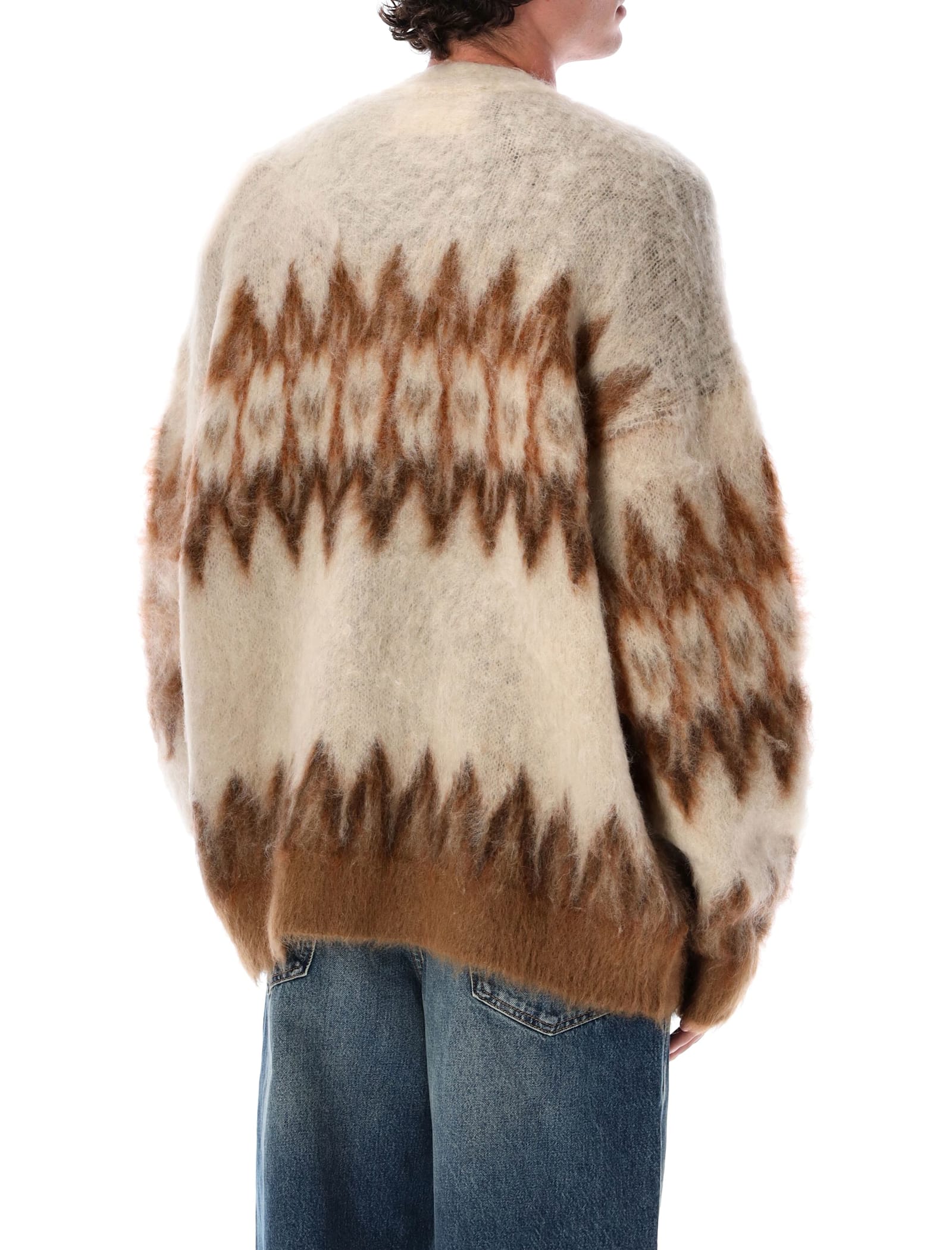 Isabel Marant Marant Nielson Mohair Blend Cardigan With Fair Isle Motif In Brown