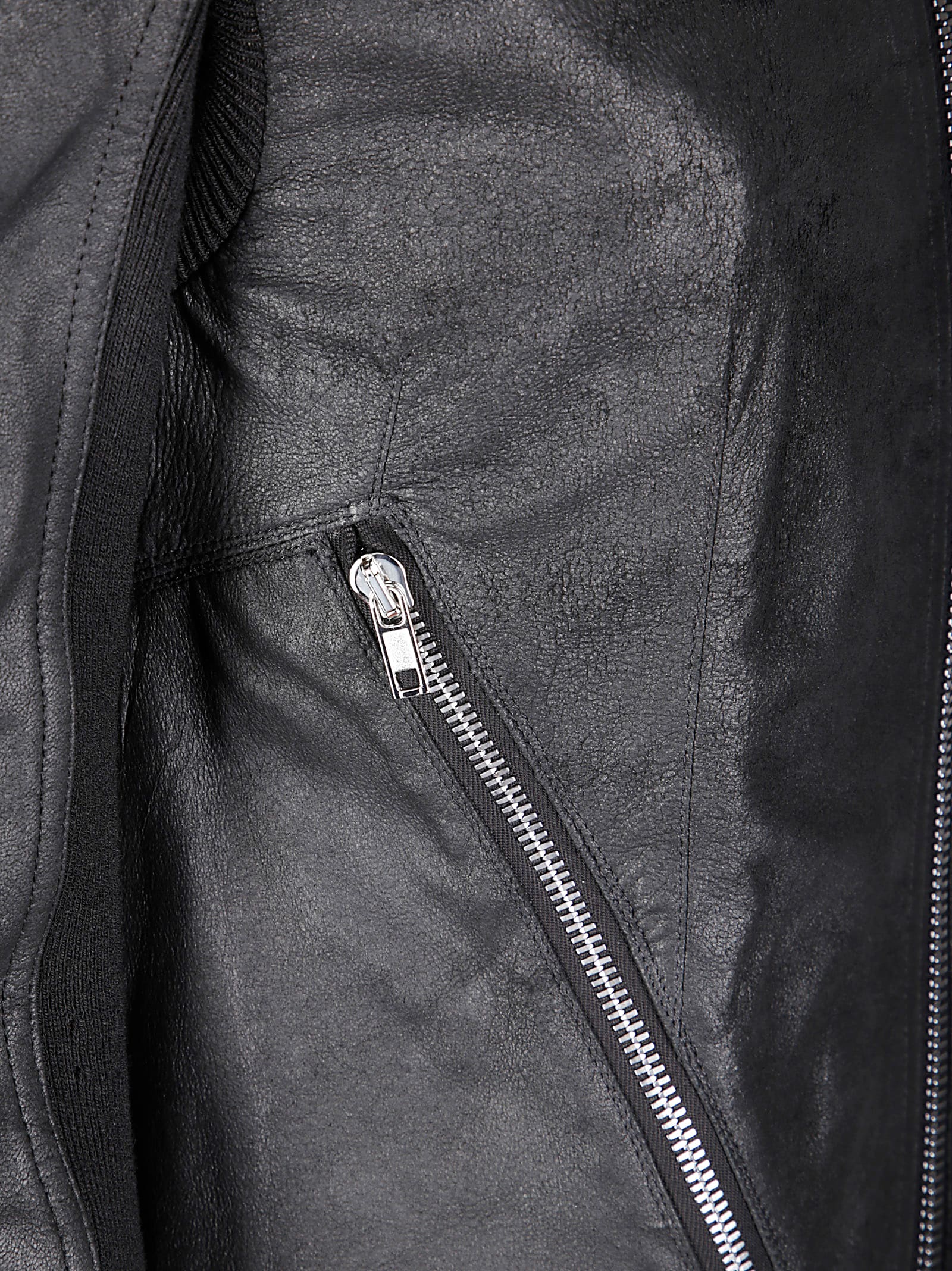 Rick Owens Tailored Black Lamb Leather Jacket With Padded Shoulders In Black