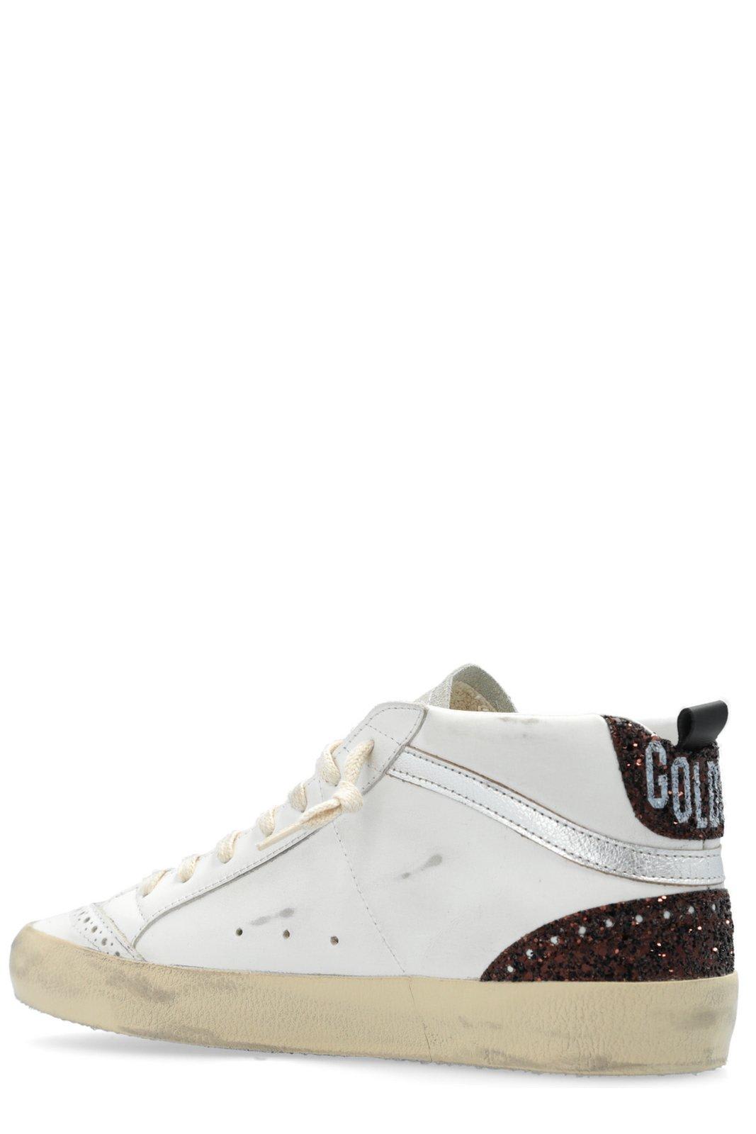 Shop Golden Goose Star Glittered Lace-up Sneakers In White