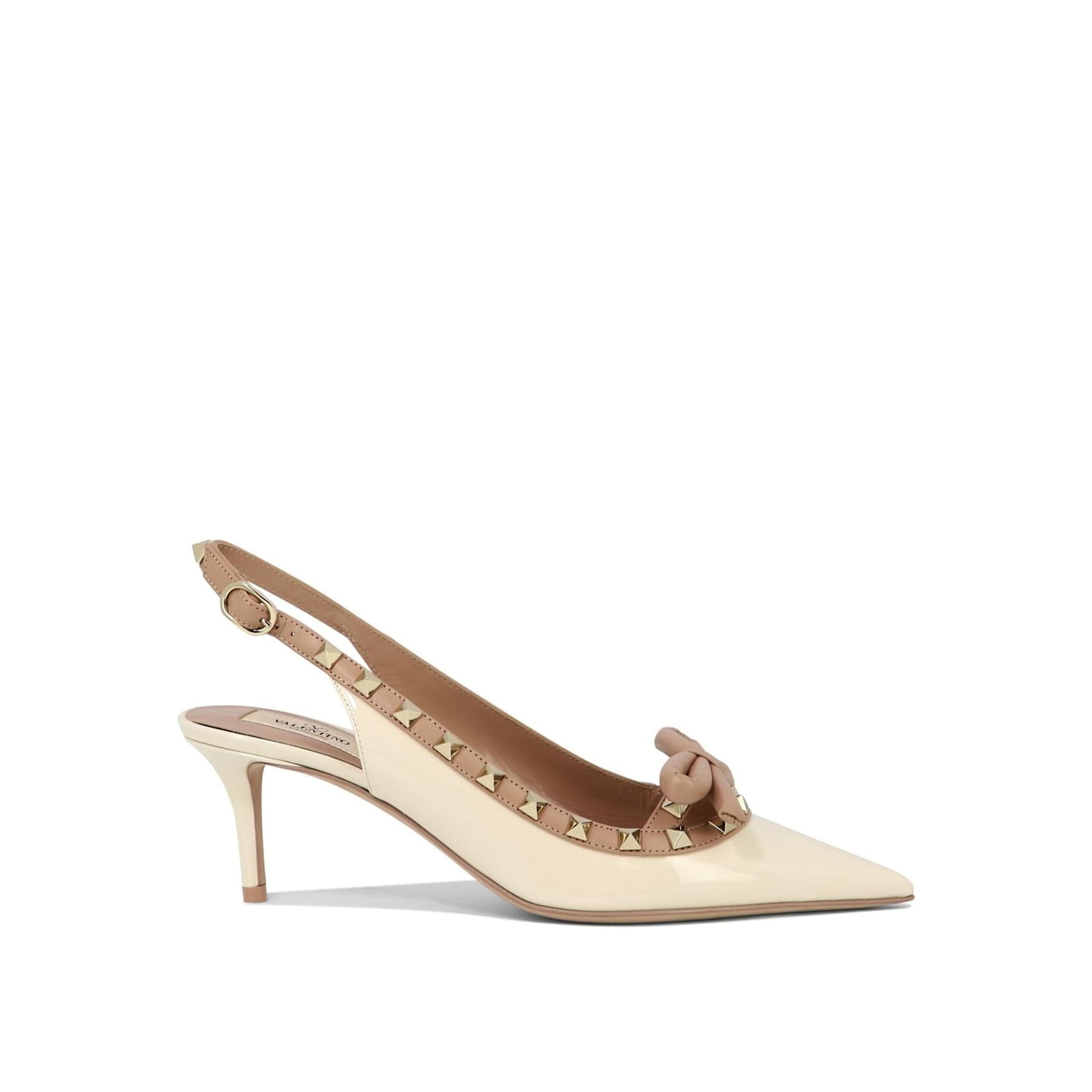 Shop Valentino Garavani Rockstud Bow 60 Slingback Pumps In White