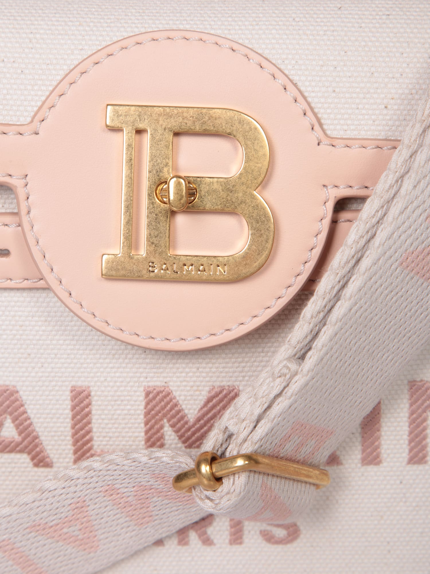 Shop Balmain Cream B-buzz 23 Canvas Bag With Logo In White