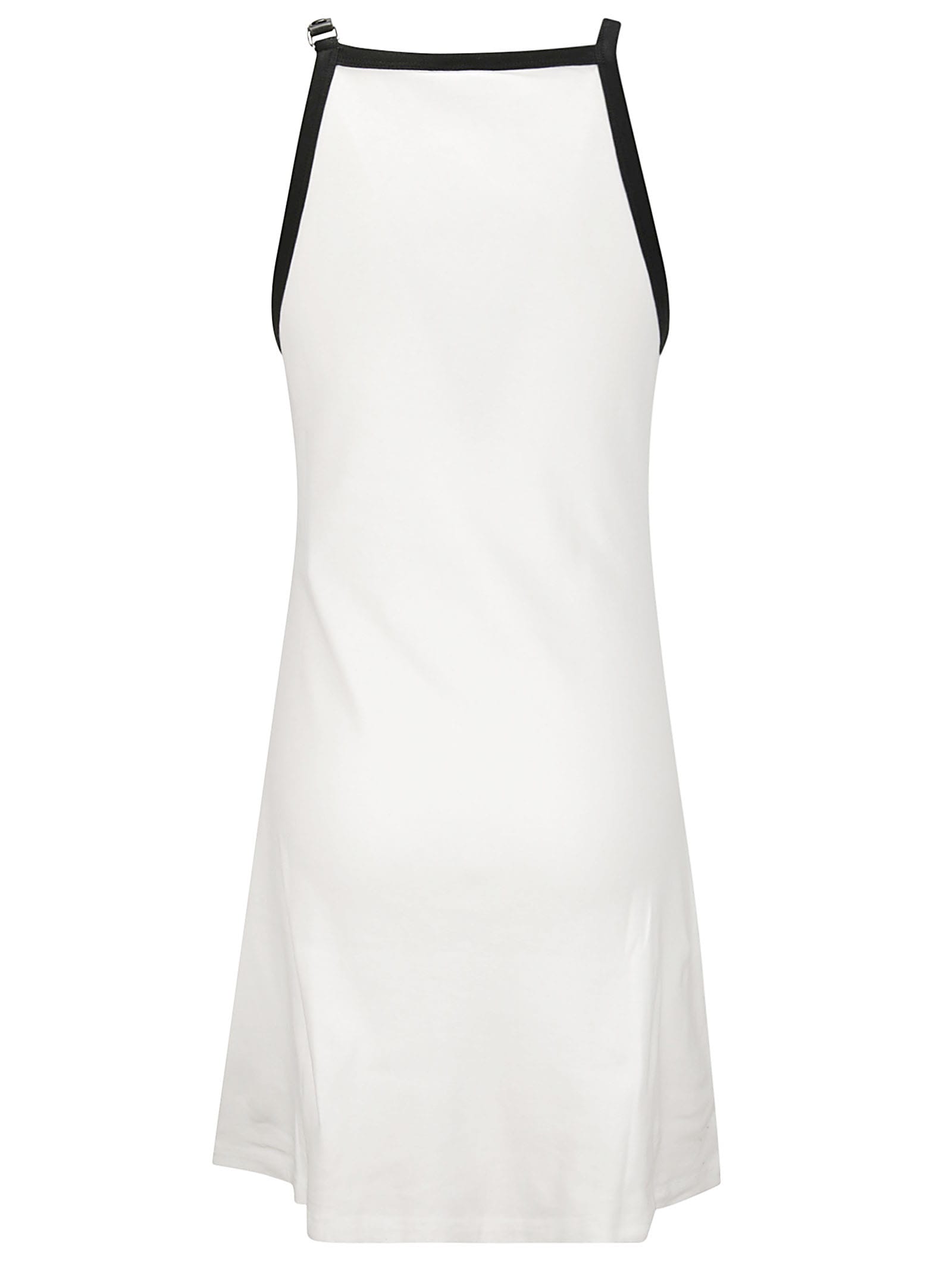 Shop Courrèges Buckle Contrast Dress In Heritage White/black
