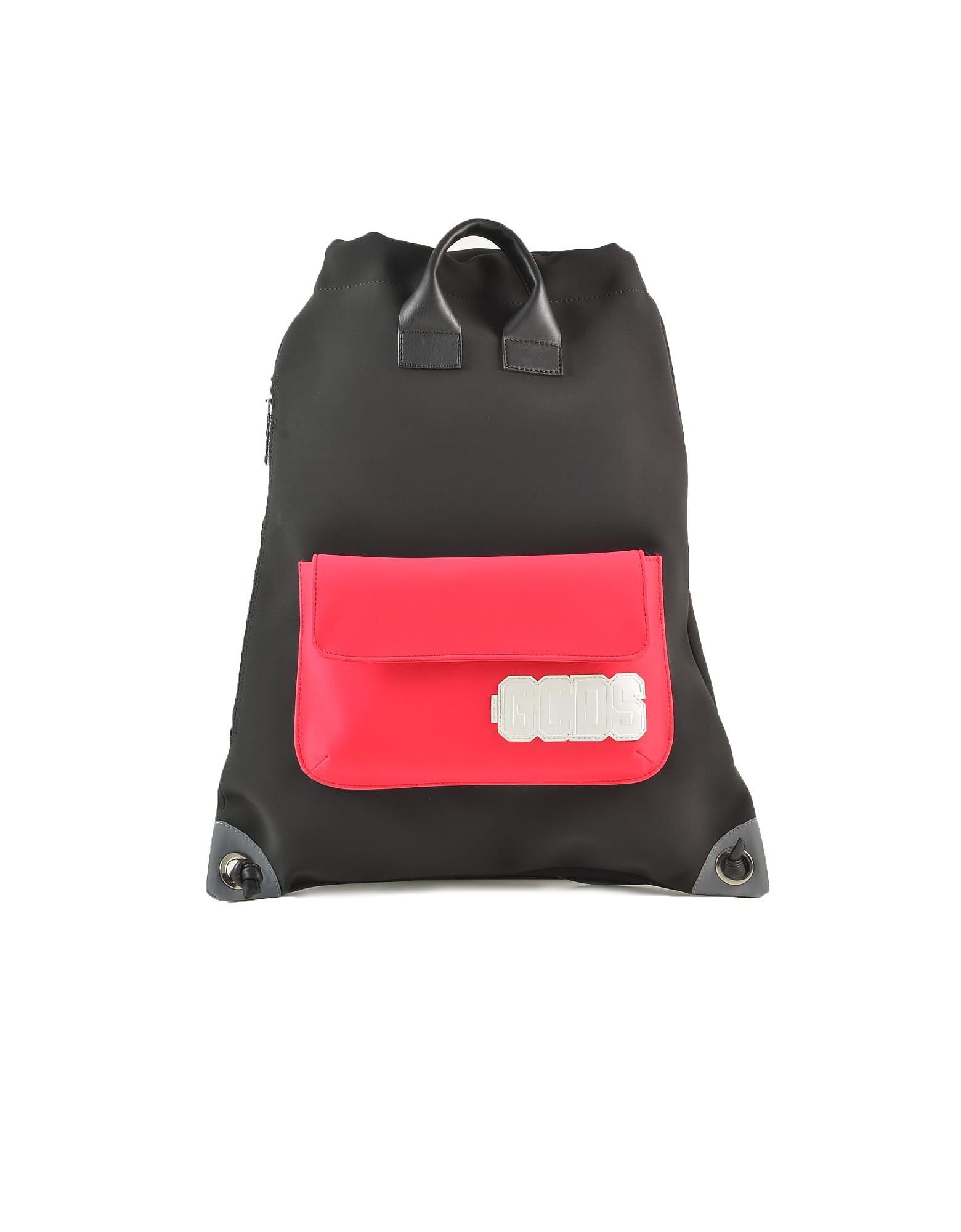 Gcds Black & Neon Pink Top Handle Drawstring Backpack