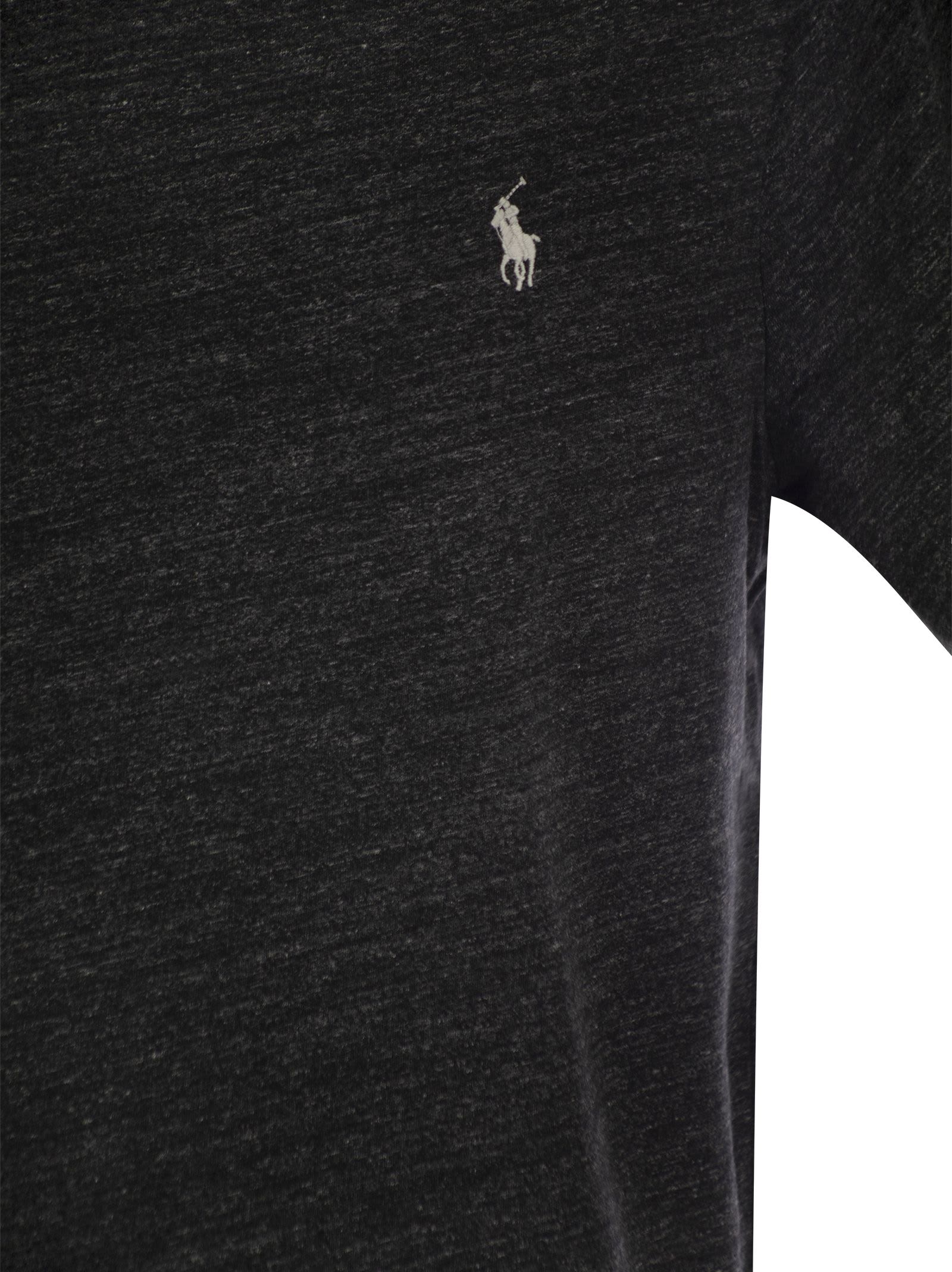 Polo Ralph Lauren Logo Embroidered T-shirt In Smoke