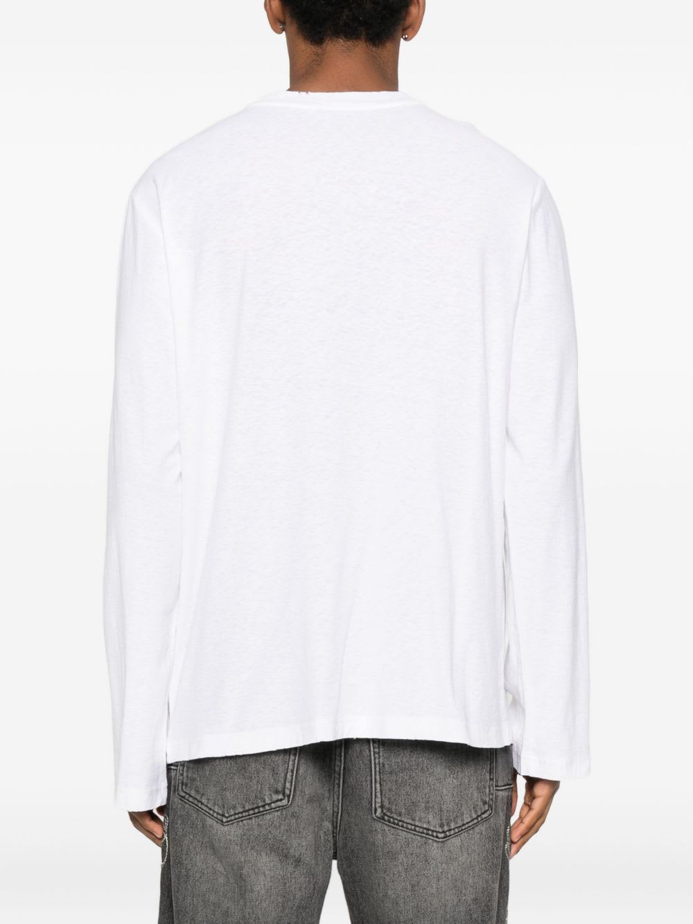 Acne Studios Long Sleeve Crew Neck Logo T-shirt With Pocket In White