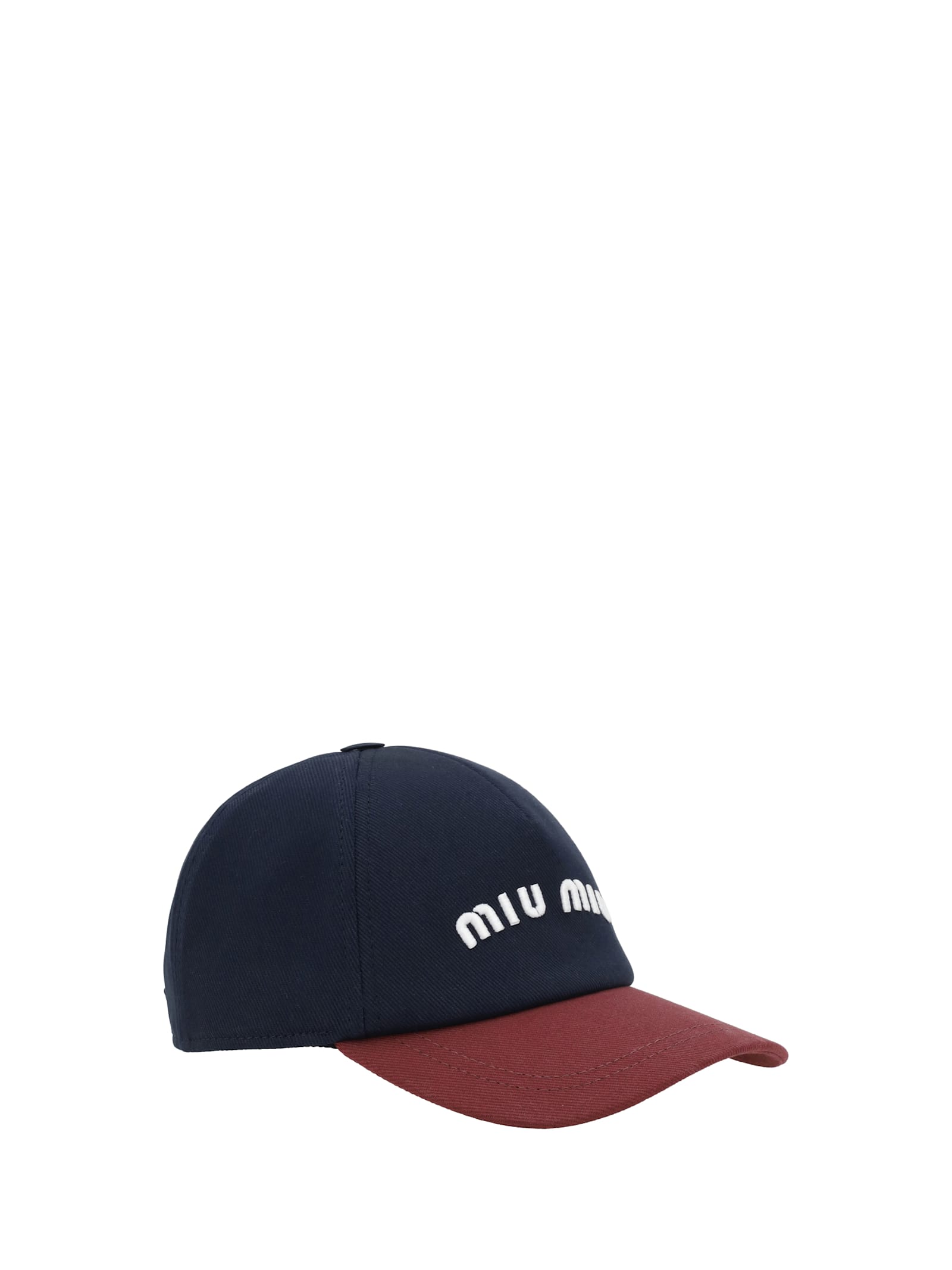 Miu Miu Drill Baseball Cap In Blu/bordeaux