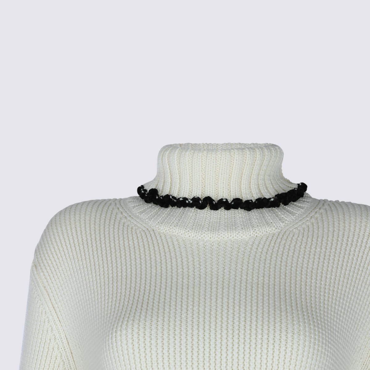 Jil Sander Long Sleeve Turtleneck Contrast Trim In Gray