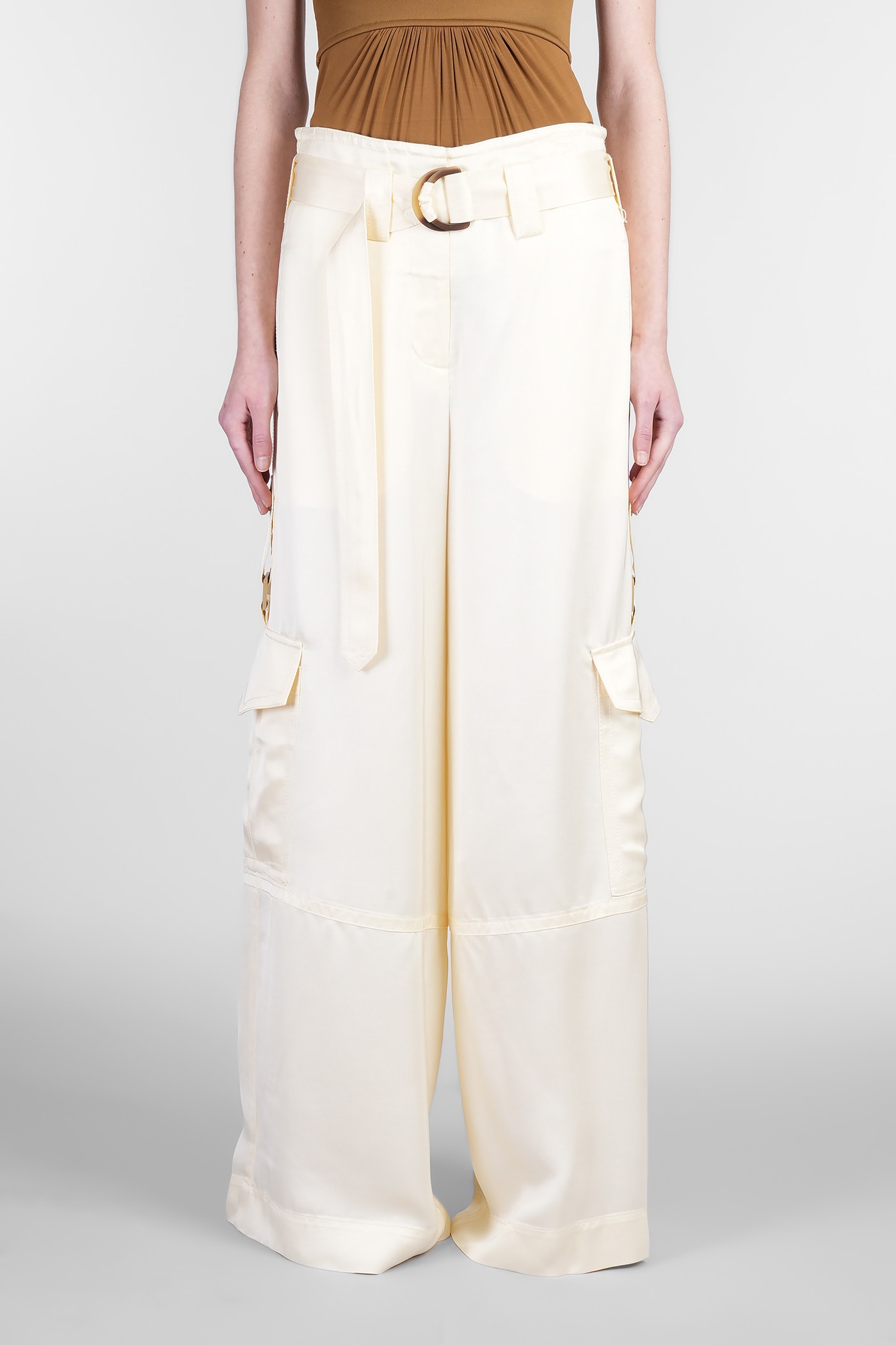Zimmermann Ivory Viscose Pants In Yellow